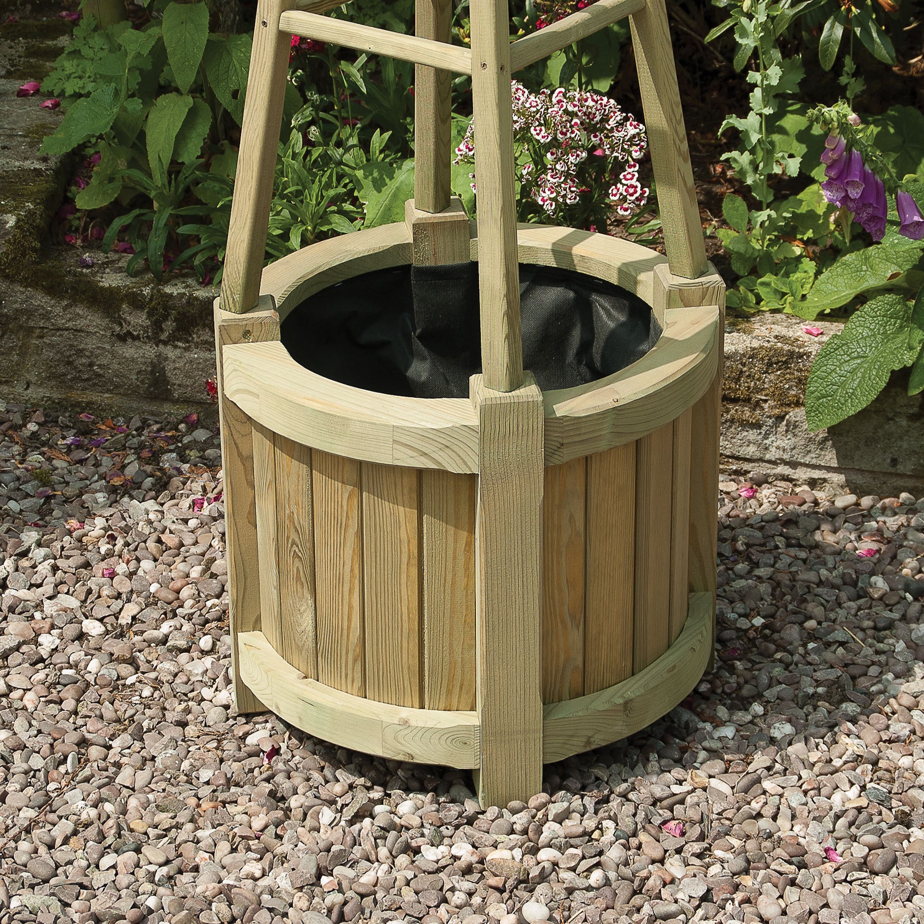 Marberry Obelisk English Garden Brown Wood Round Planter On Marberry Obelisk English Garden Brown Wood Round Planter On Free Shipping Today 15313405