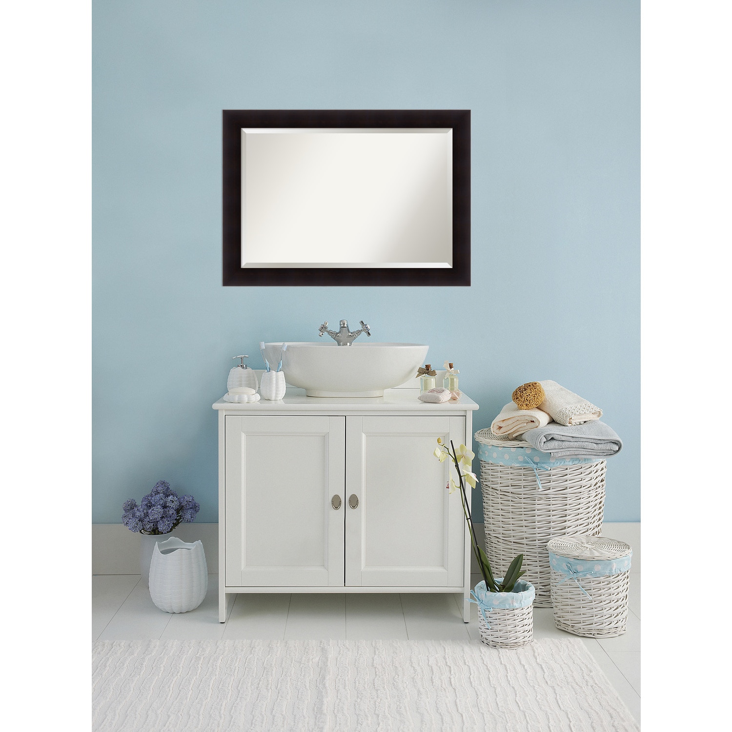 shop bathroom mirror extra large, portico espresso 42 x 30-inch