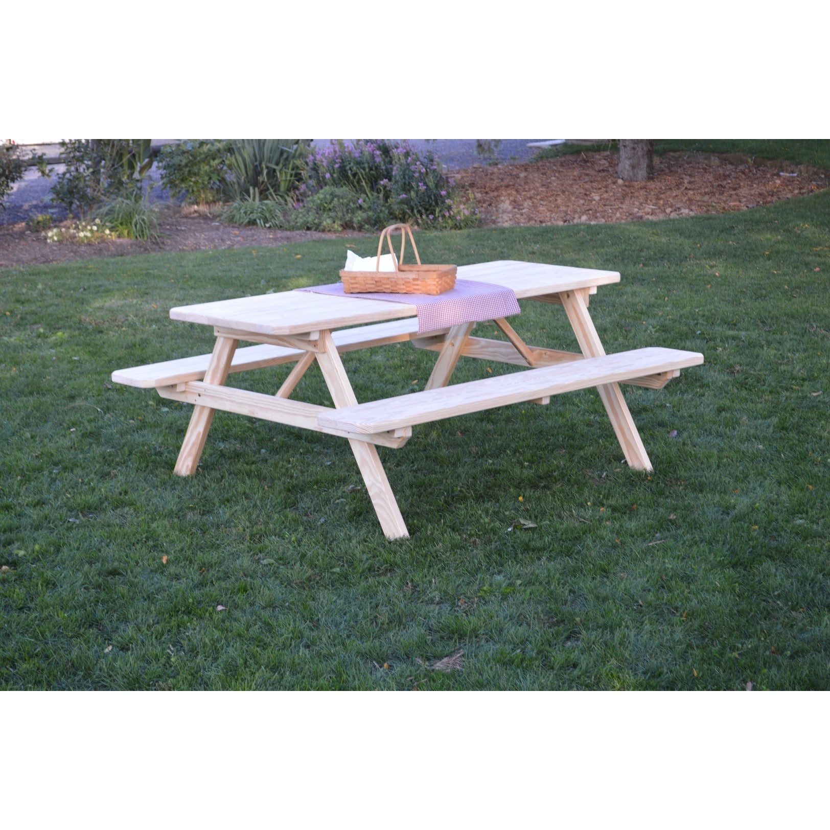 Unfinished Picnic Table With Attached Benches In Pressure Unfinished Picnic Table With Attached Benches In Pressure Treated Pine