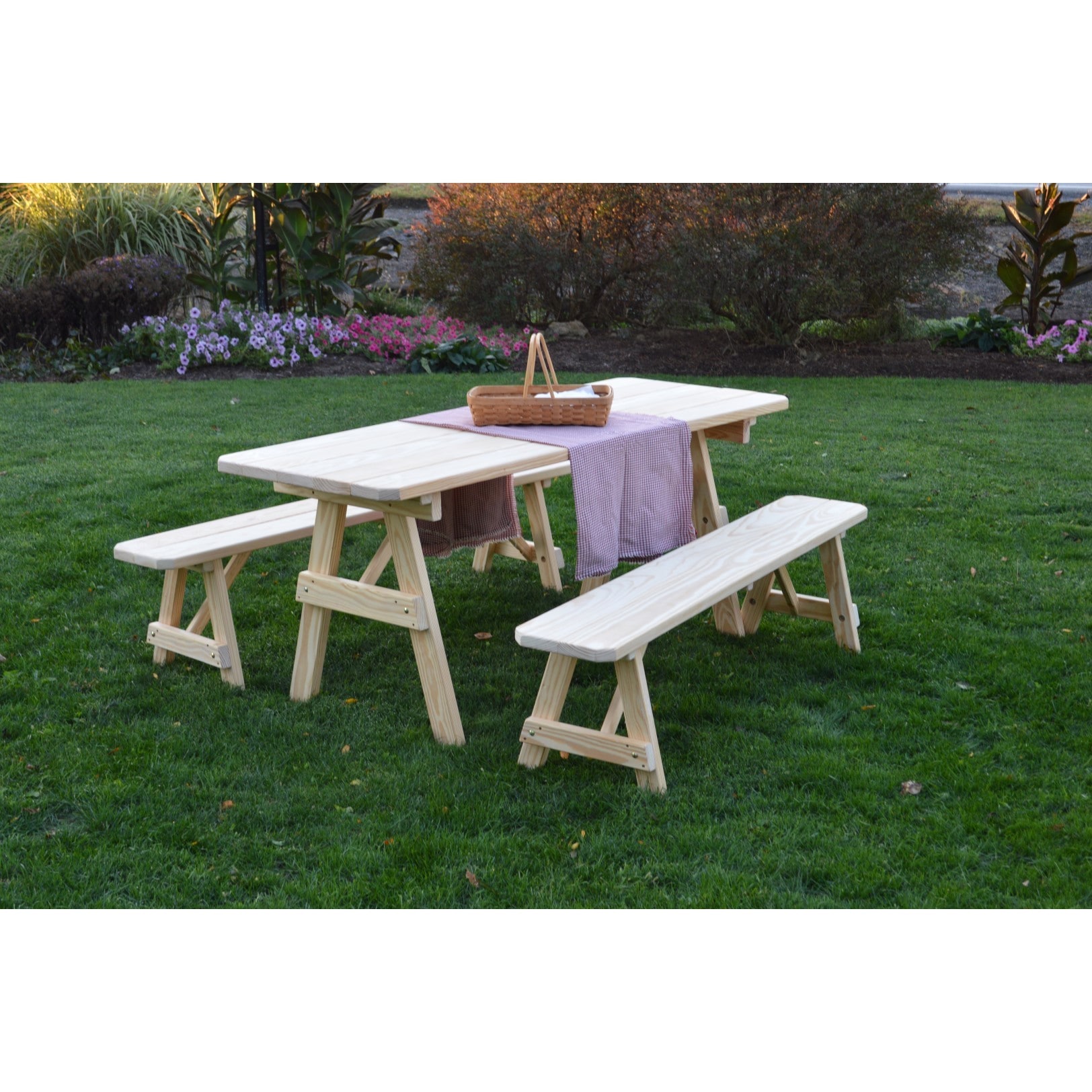 Pressure Treated Pine Unfinished Picnic Table With Detached Pressure Treated Pine Unfinished Picnic Table With Detached Benches 4 5 6 Or 8 Foot