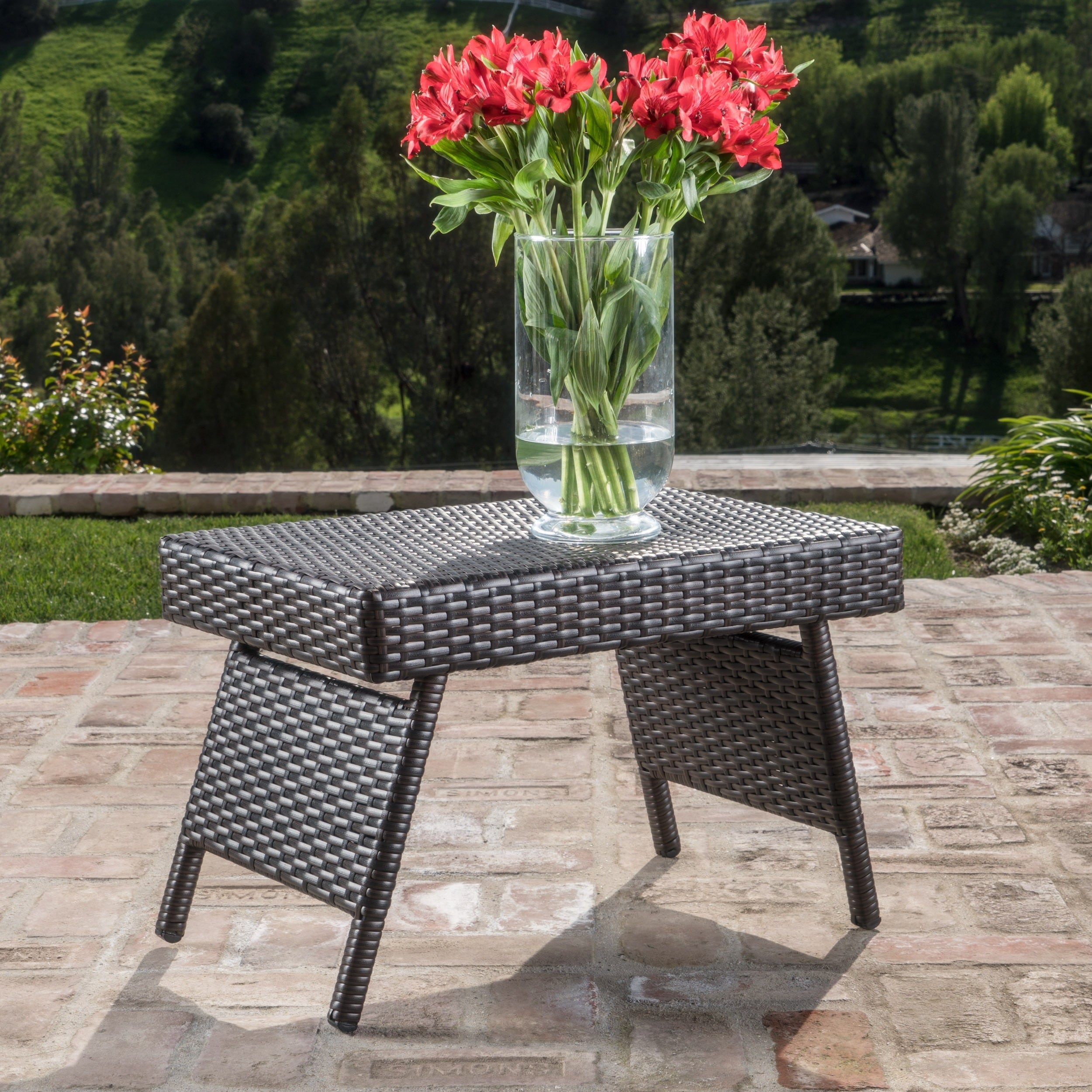 Thira Outdoor Aluminum Wicker Accent Table By Christopher Thira Outdoor Aluminum Wicker Accent Table By Christopher Knight Home