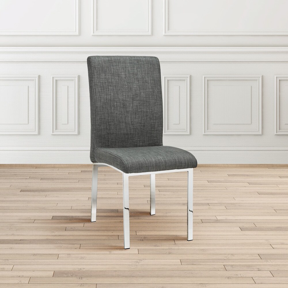 Contemporary Grey Upholstered Metal Dining Room Chair Set 4 Contemporary Grey Upholstered Metal Dining Room Chair Set 4