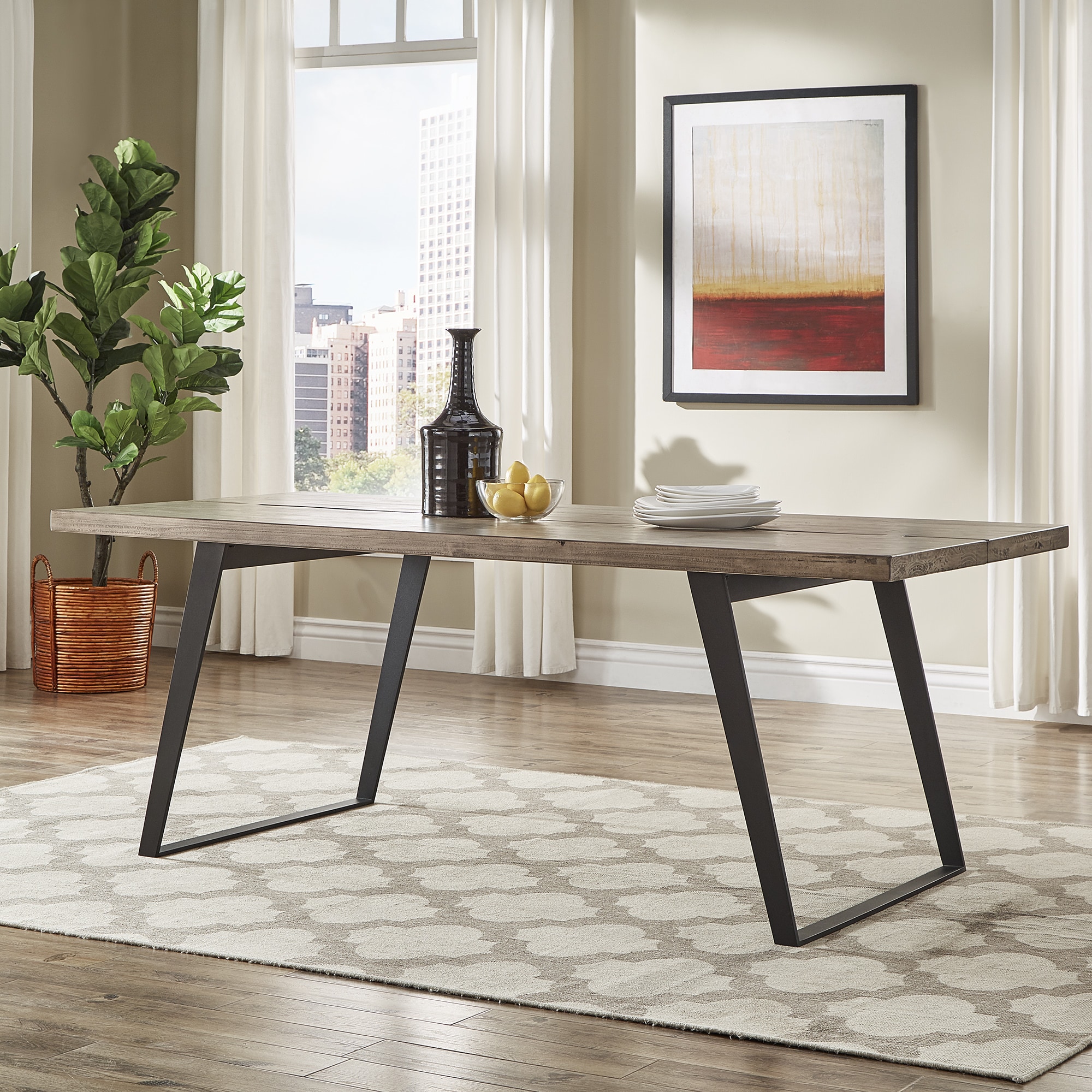 Shop Division Split Top Mixed Media Industrial Wood Dining Table