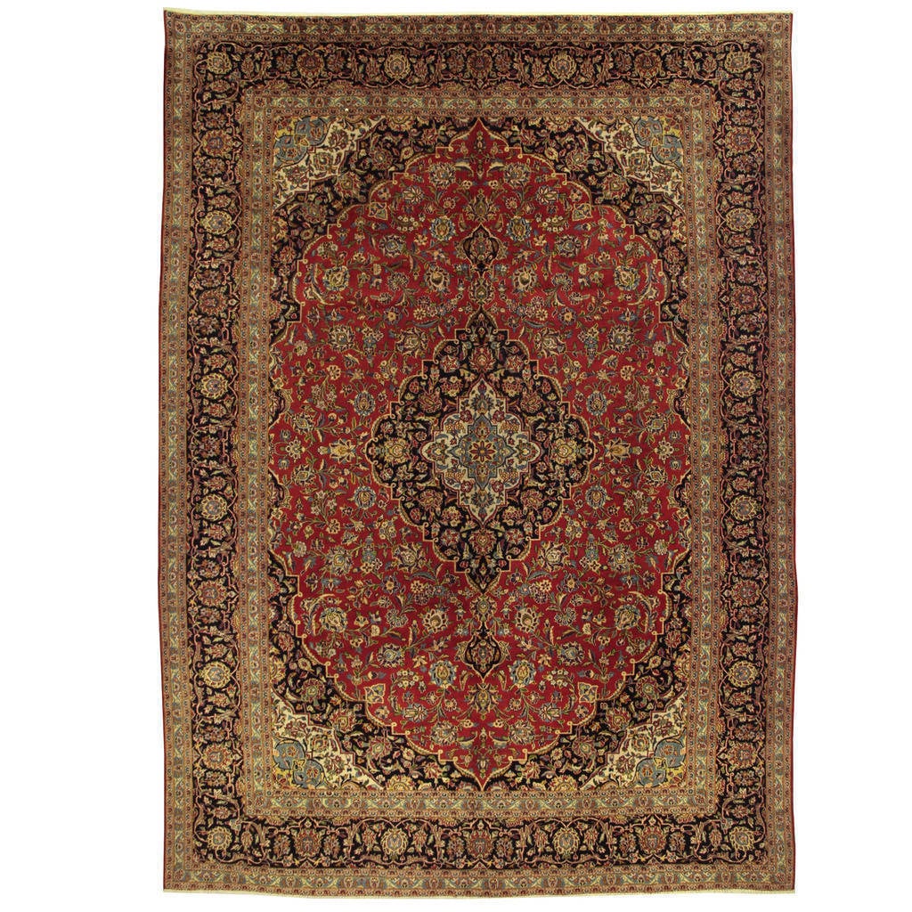 Handmade Herat Oriental Persian Kashan Wool Rug Iran 9 6 X Handmade Herat Oriental Persian Kashan Wool Rug Iran 9 6 X 13 3