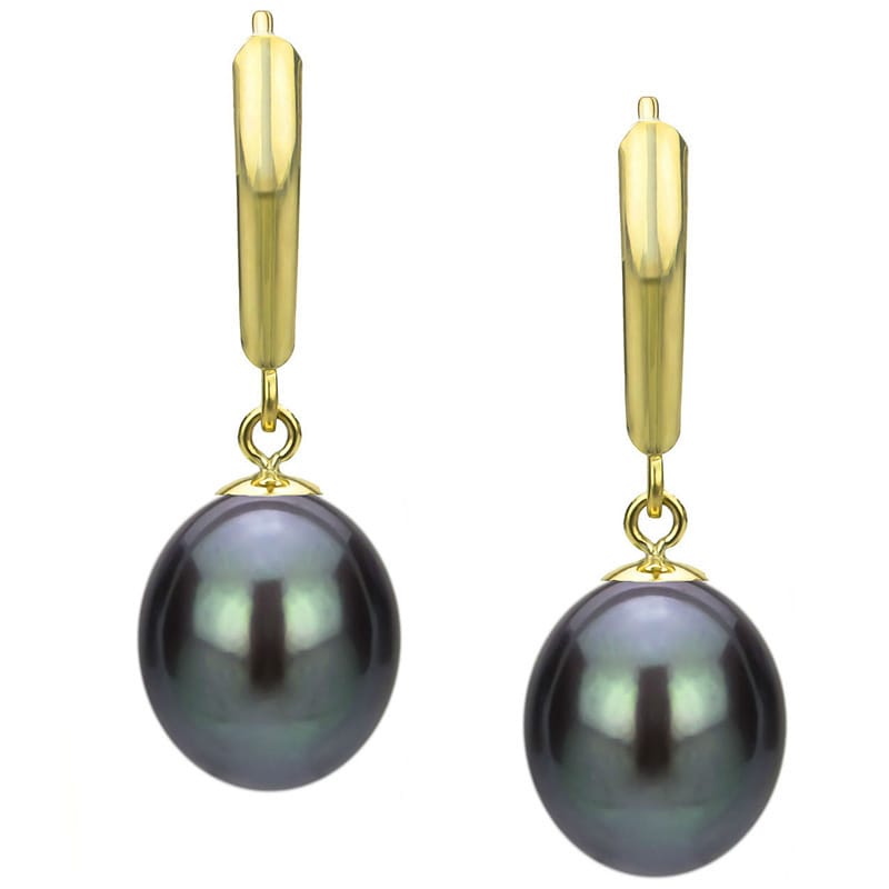 Davonna 14k Yellow Gold Black Freshwater Pearl Leverback Davonna 14k Yellow Gold Black Freshwater Pearl Leverback Earrings