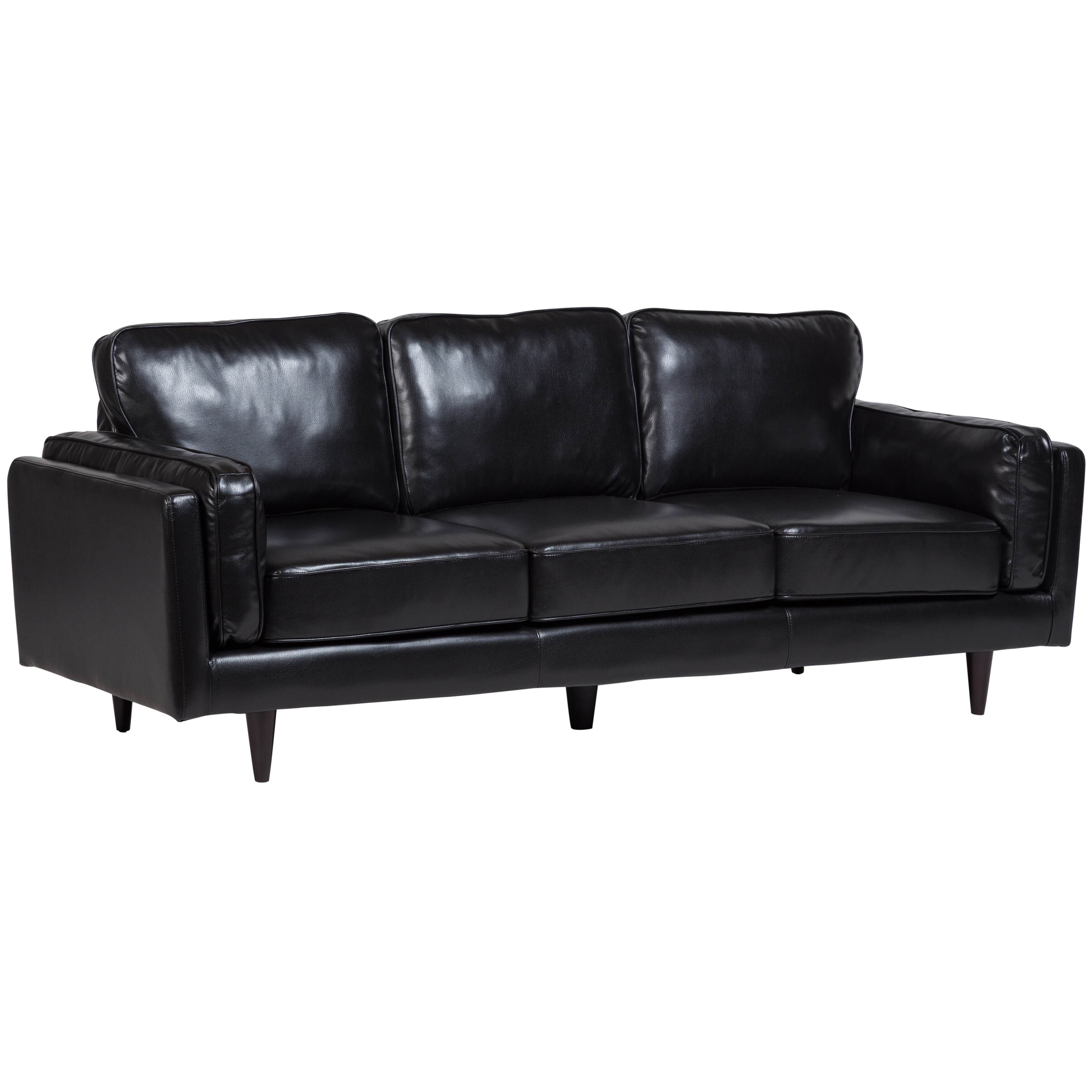 Porter Dylan Black Leather Look Contemporary Mid Century Sofa Porter Dylan Black Leather Look Contemporary Mid Century Sofa On Free Shipping Today 15925282