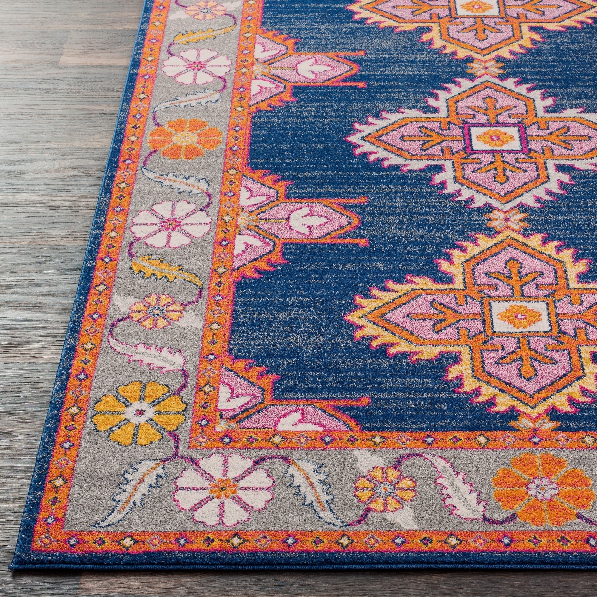 Persian Inspired Boho Navy Pink Area Rug 9 3 X 12 6 On Persian Inspired Boho Navy Pink Area Rug 9 3 X 12 6 On Free Shipping Today 15963553