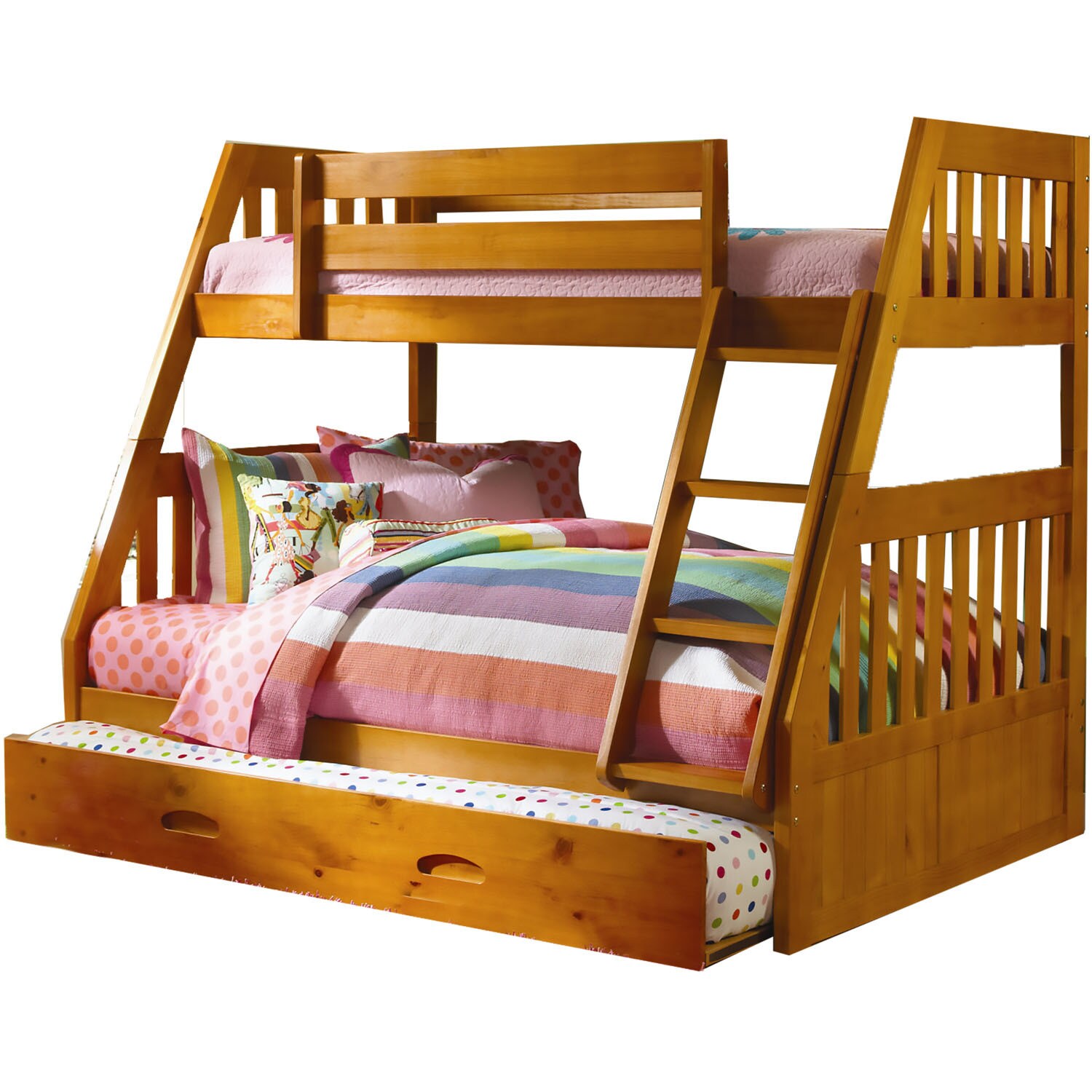 Cambridge Stanford Honey Pine Twin Over Full Bunk Bed With Cambridge Stanford Honey Pine Twin Over Full Bunk Bed With Slide Out Trundle Free Shipping Today 16049407