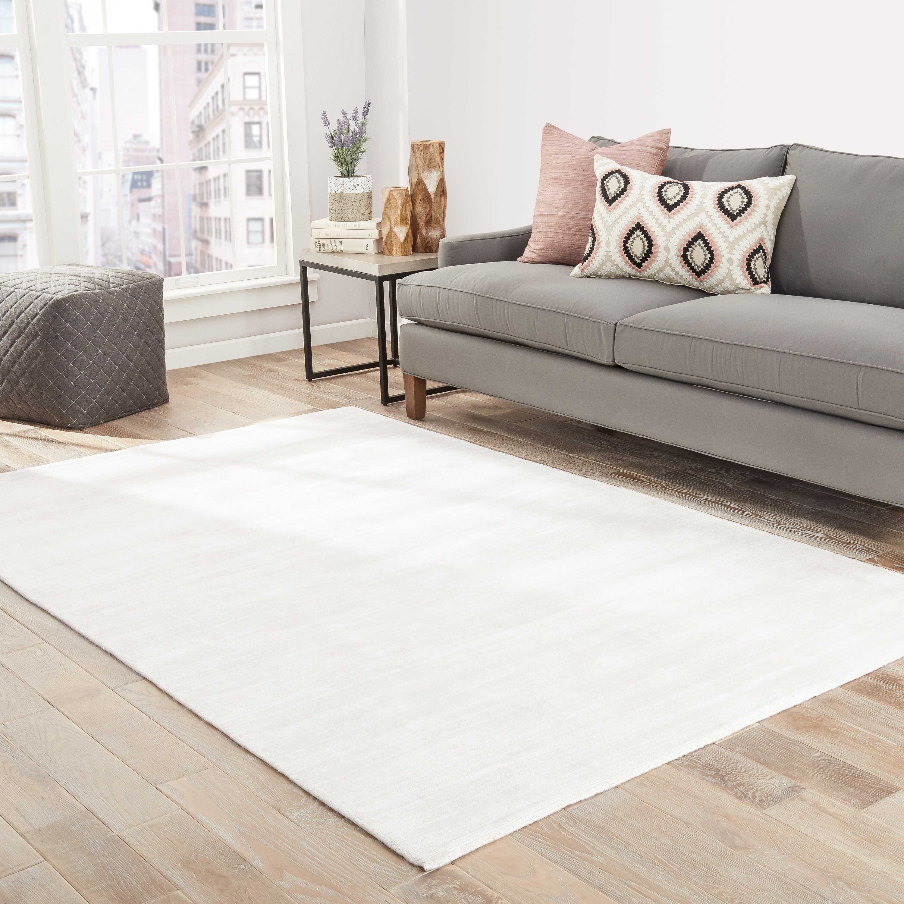 Shop Lizette Handmade Solid White Area Rug 8 X 10 8 X 10