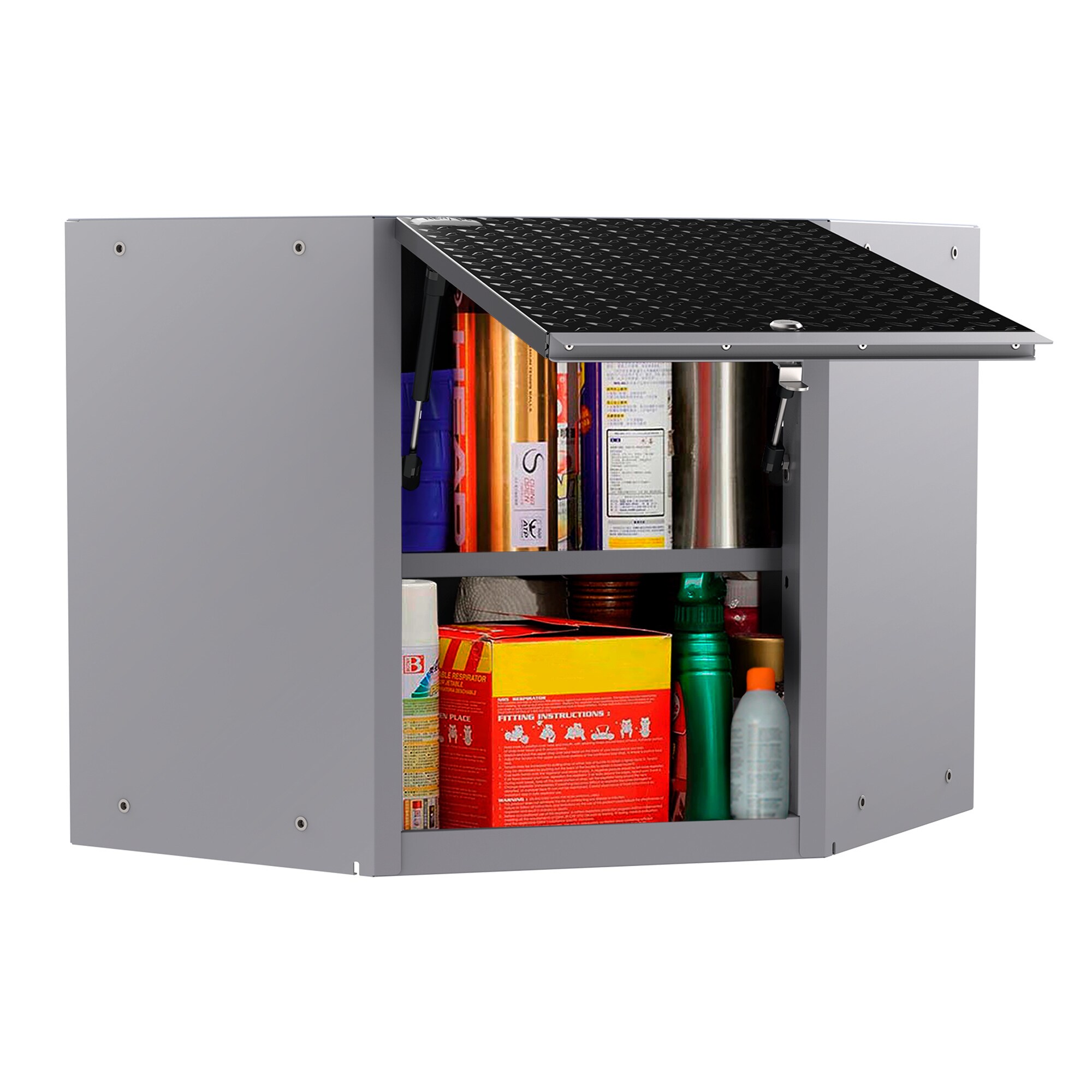 Newage Productsperformance Plus 2 0 Diamond Plate Black Corner Newage Productsperformance Plus 2 0 Diamond Plate Black Corner Wall Cabinet Free Shipping Today 16292987