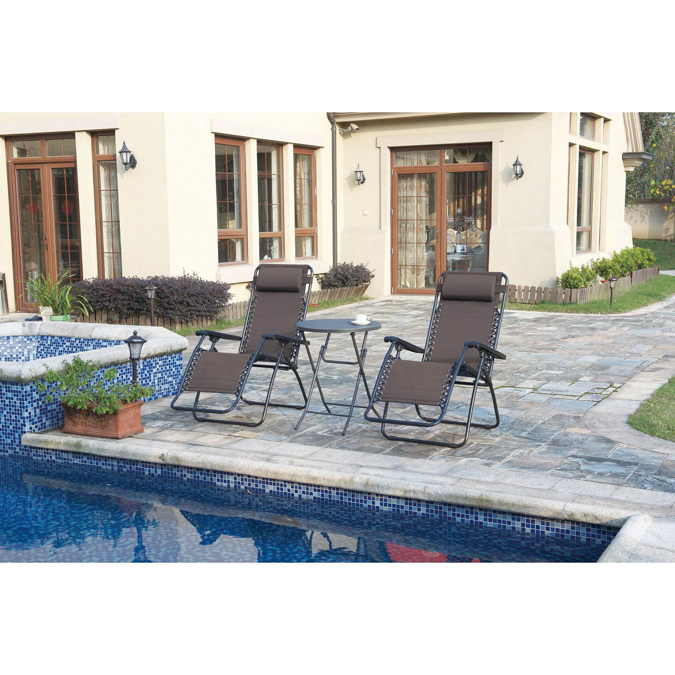 Poundex Lizkona All Weather Outdoor Foldable Zero Gravity Chairs Poundex Lizkona All Weather Outdoor Foldable Zero Gravity Chairs With Headrest Set Of 2 Free Shipping Today 22669421
