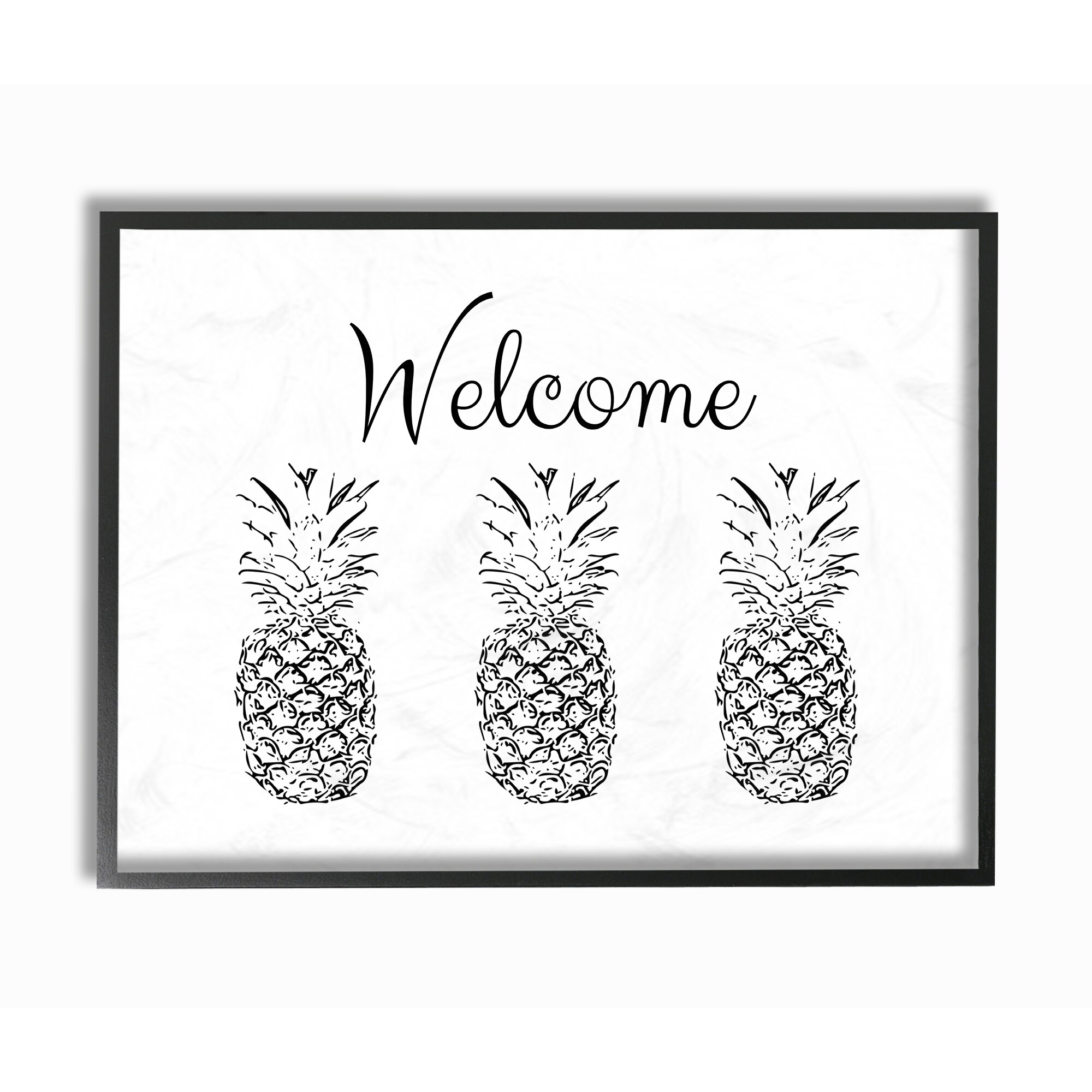 Shop Welcome Pineapple Line Drawing Framed Giclee Texturized Art Overstock 16304745