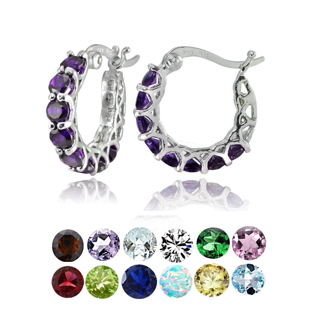 Glitzy Rocks Sterling Silver Birthstone Gemstone Small Hoop Glitzy Rocks Sterling Silver Birthstone Gemstone Small Hoop Earrings On Free Shipping Orders Over 45 16326011