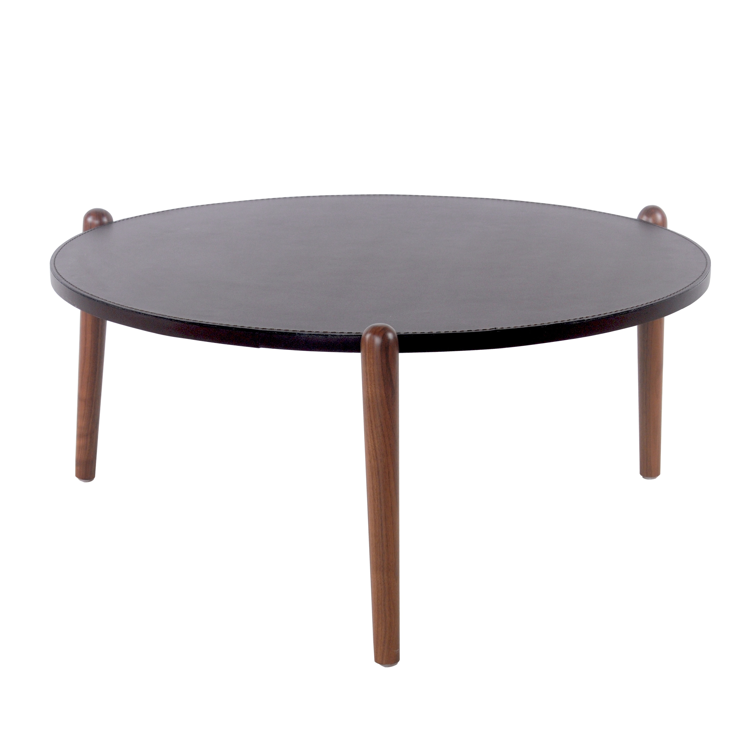 Farren Brown Recycled Leather Round Coffee Table With Walnut Farren Brown Recycled Leather Round Coffee Table With Walnut Legs Free Shipping Today 16326438