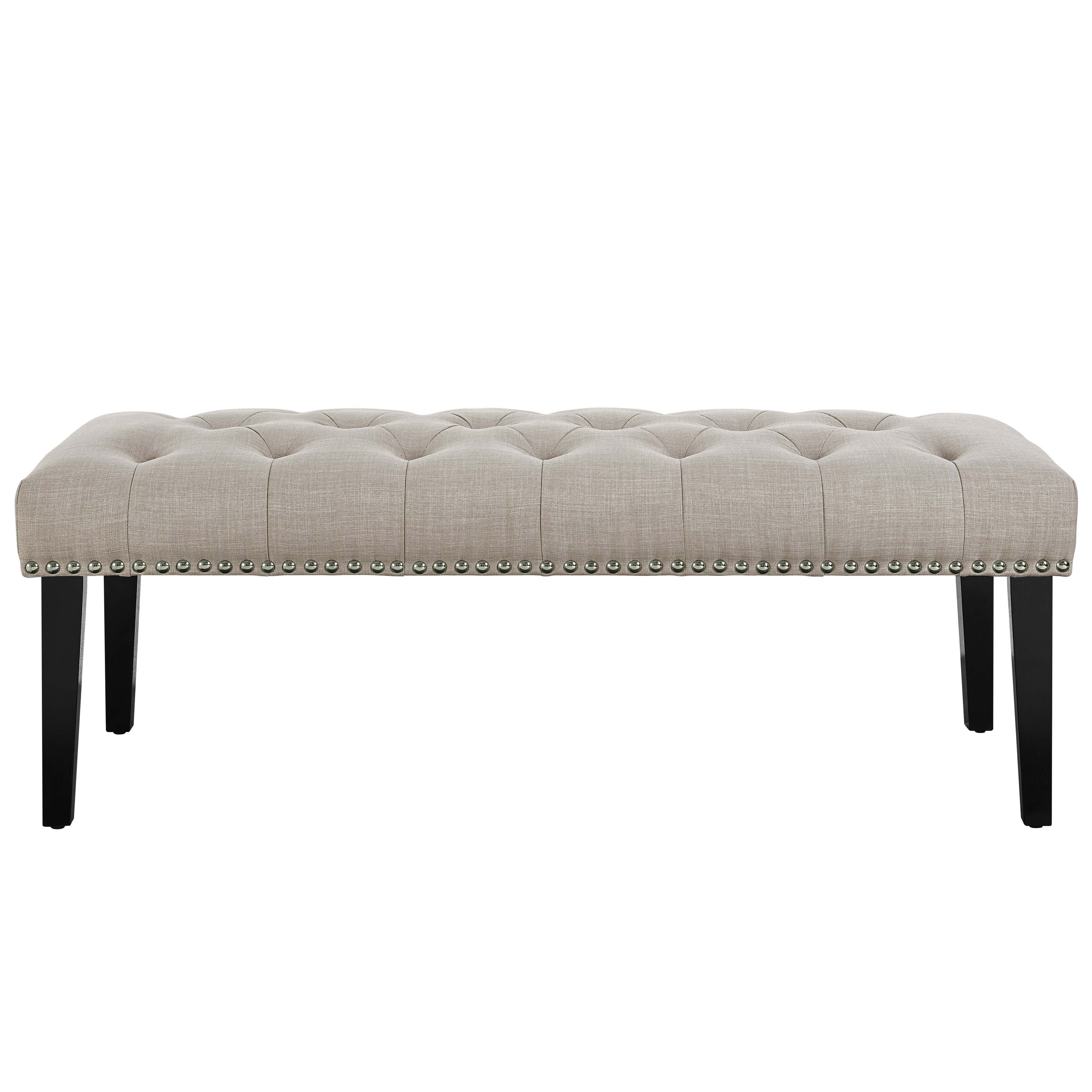 Shop Beige Diamond Button Tufted Upholstered Bed Bench On Sale