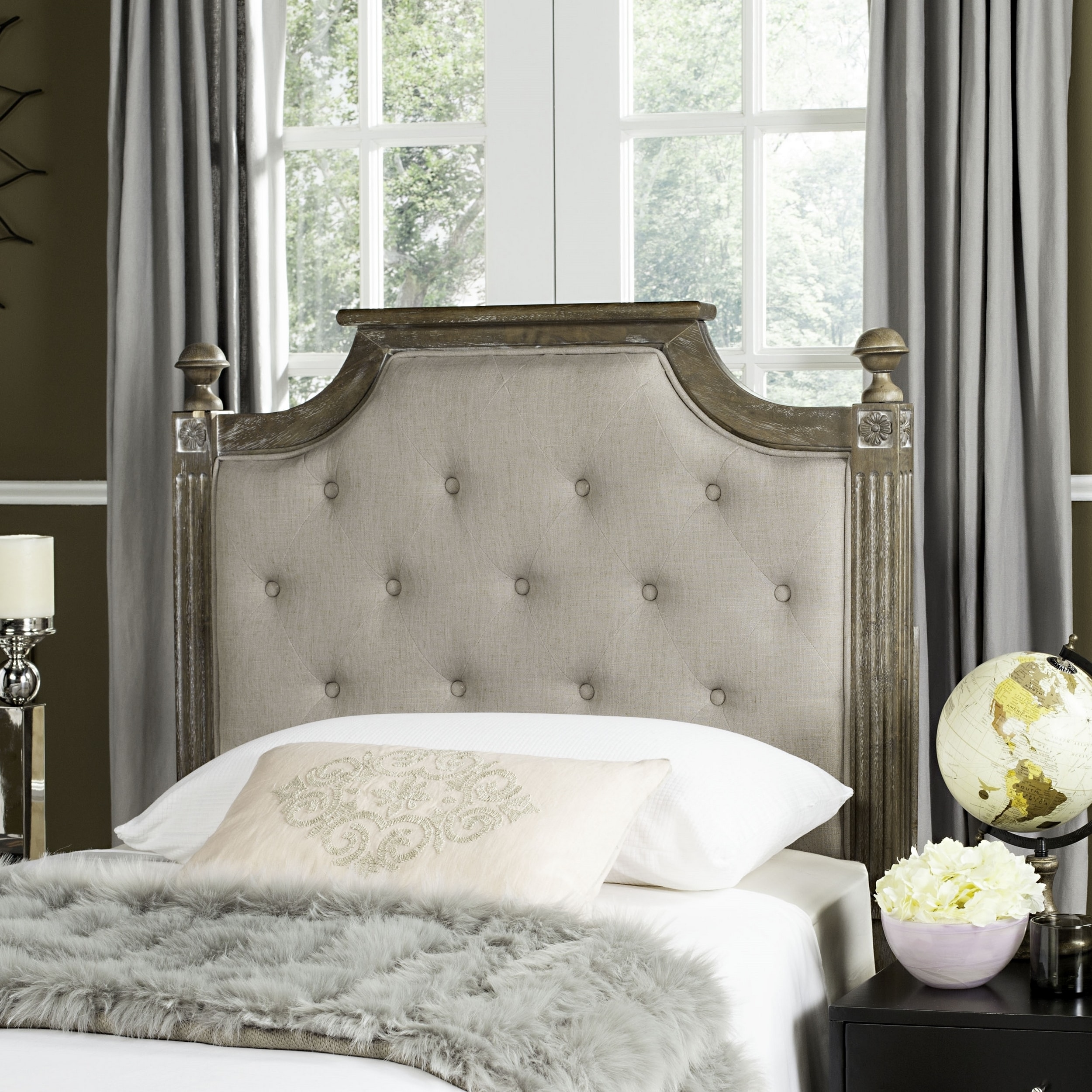 Safavieh Rustic Wood Taupe Tufted Linen Headboard Twin Free Safavieh Rustic Wood Taupe Tufted Linen Headboard Twin Free Shipping Today 16391265