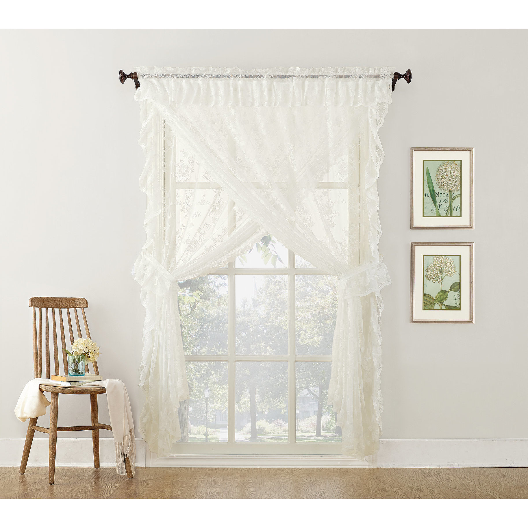 No 918 Alison Priscilla Ruffled Fl Lace Sheer 5 No 918 Alison Priscilla Ruffled Fl Lace Sheer 5 Piece Curtain Set Free Shipping On Orders Over 45 16402431