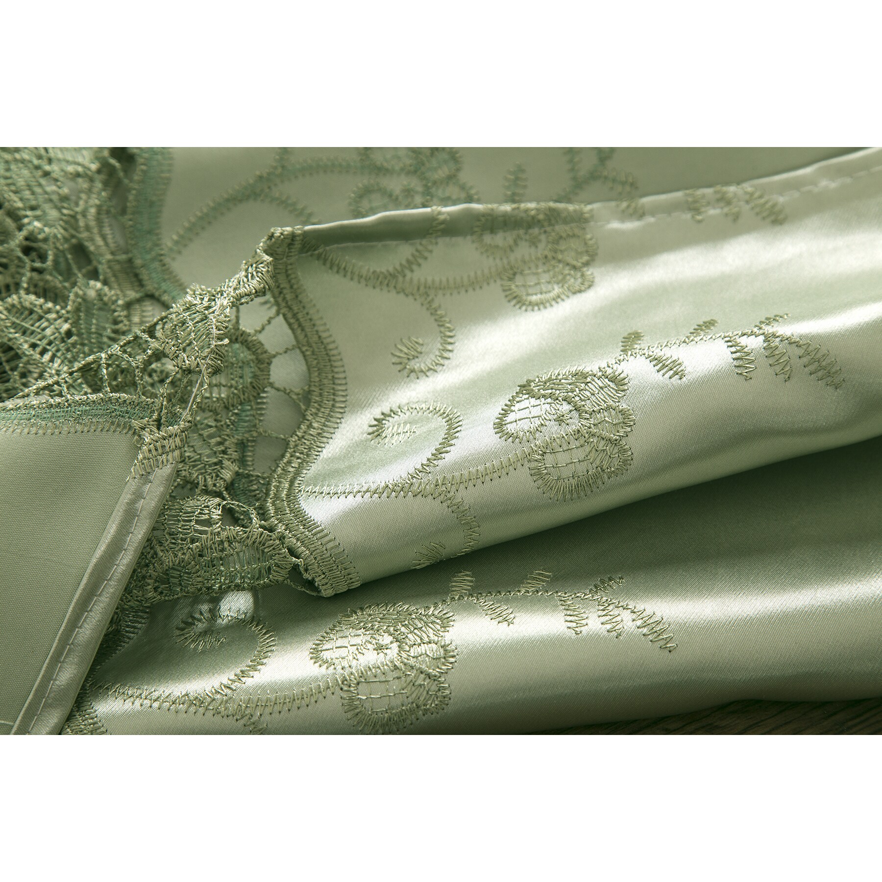 RT Designers Collection Everly Satin Macrame 54 x 84 in Sage Rod Pocket Curtain Panel