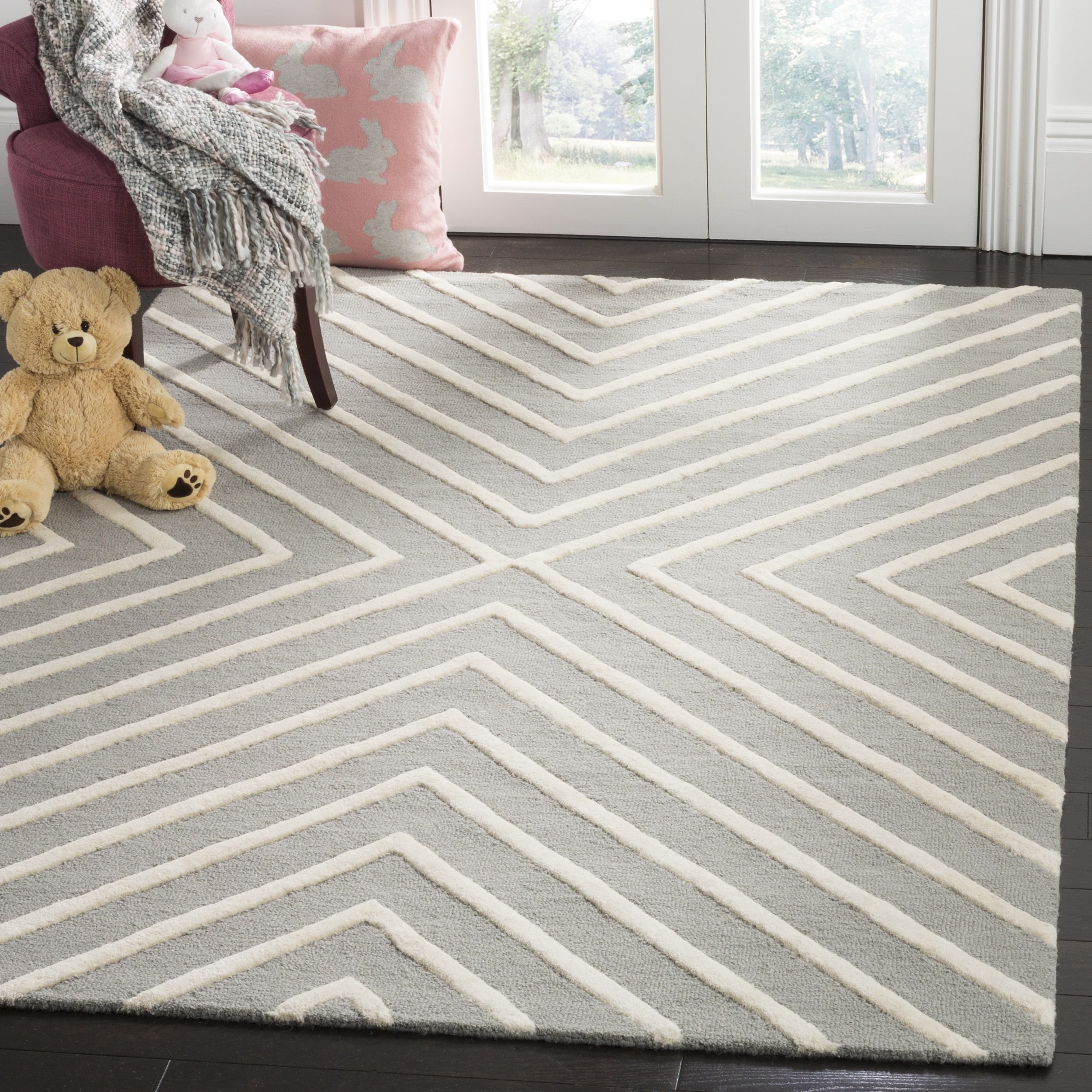 Safavieh Kids Transitional Geometric Hand Tufted Wool Grey Safavieh Kids Transitional Geometric Hand Tufted Wool Grey Ivory Area Rug 3 X 5 On Free Shipping Today 16601875