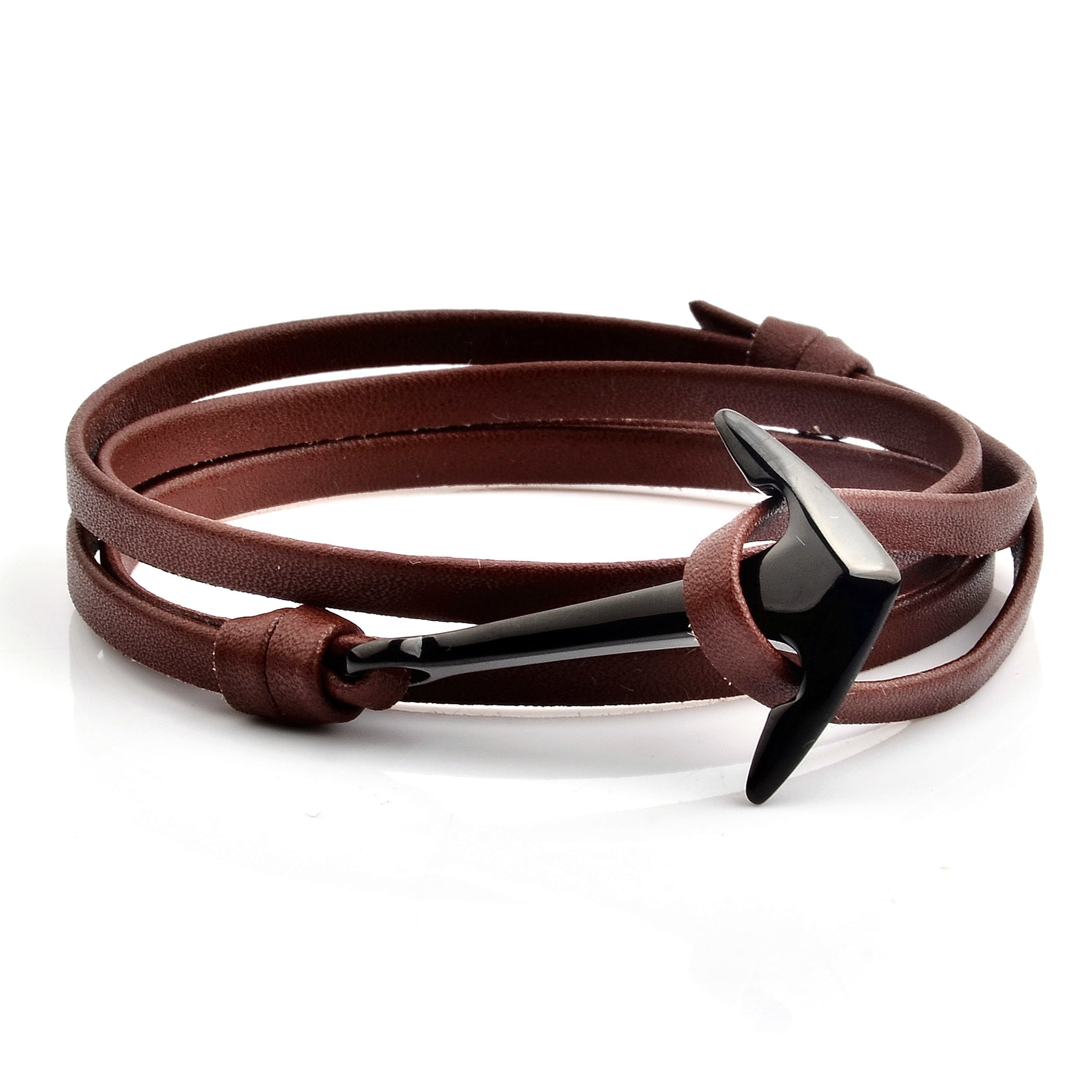 Black Plated Polished Stainless Steel Anchor Leather Wrap Black Plated Polished Stainless Steel Anchor Leather Wrap Bracelet 4 5mm Wide On Free Shipping Orders Over 45 16693240