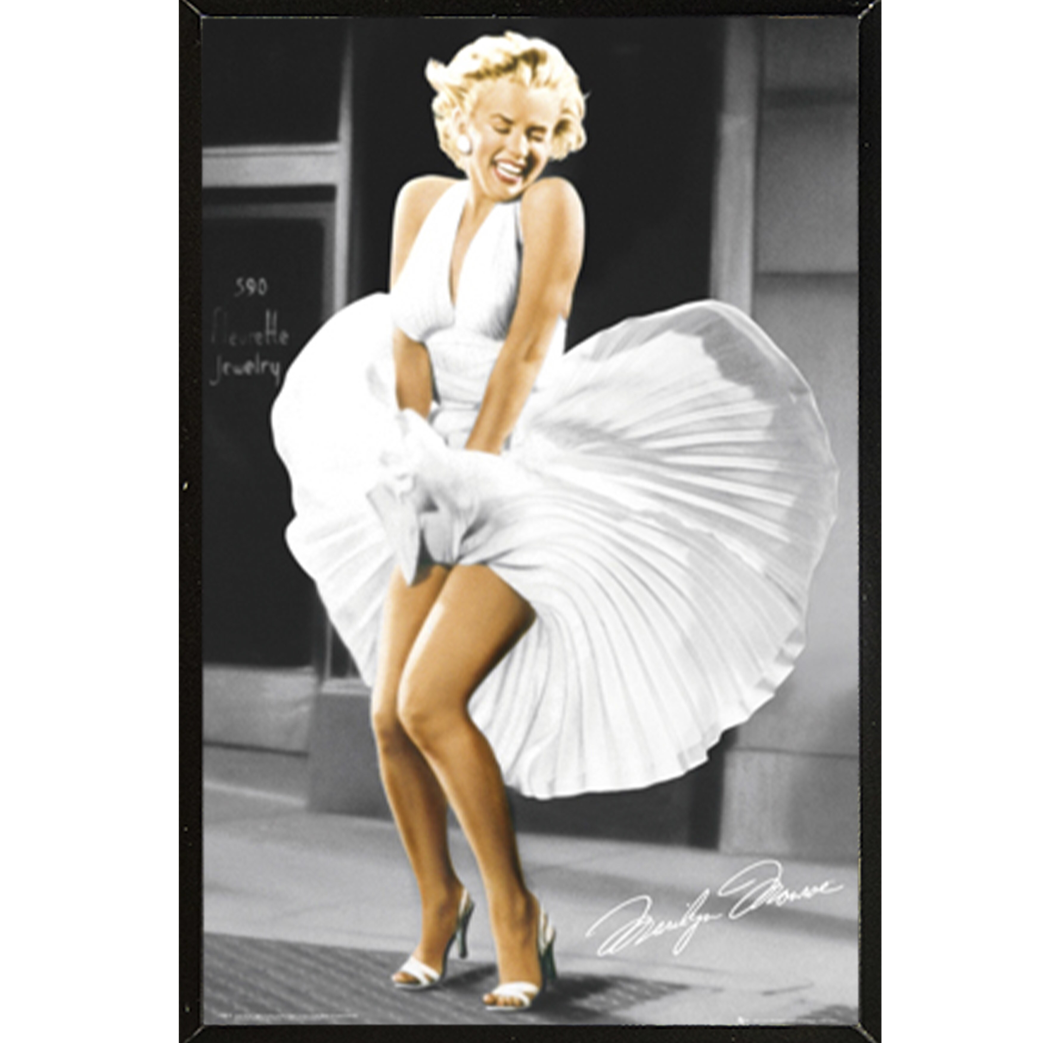 Marilyn Monroe Lipstick Vanity Poster in Black Wood Frame 24x36