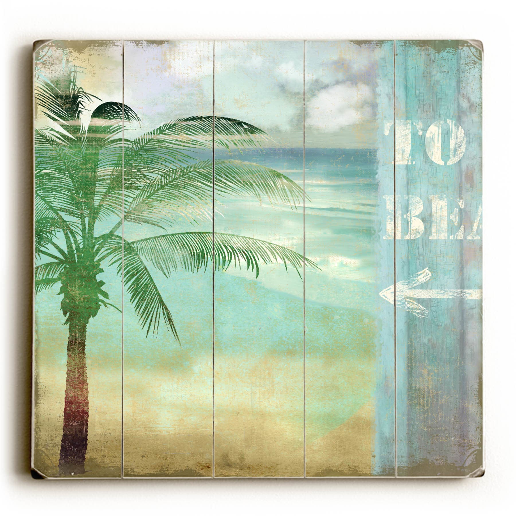 Shop To Beach Palm Tree Wood Wall Decor By ArtLicensing Planked