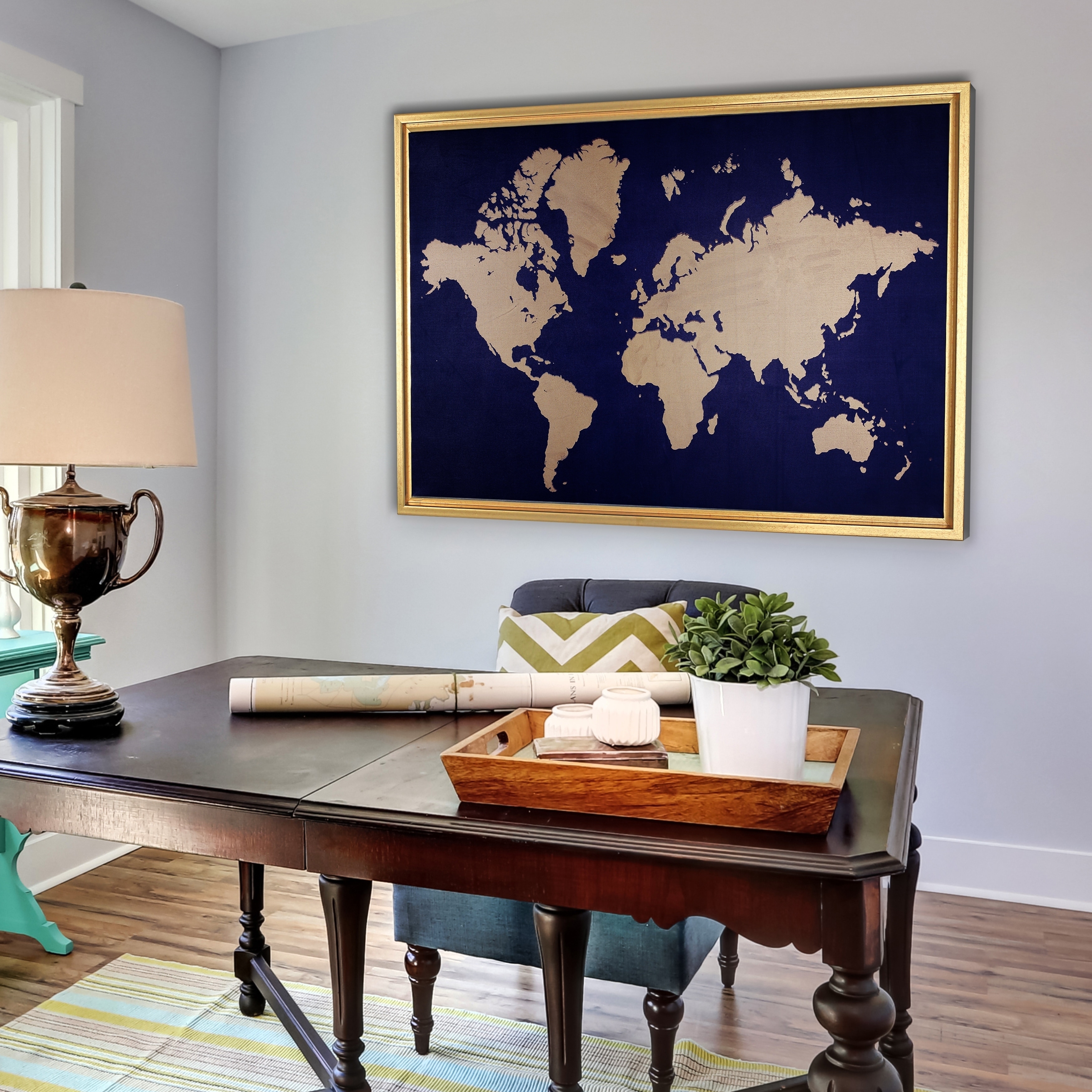 Framed Navy & Gold World Map Free Shipping Today Framed Navy & Gold World Map Free Shipping Today