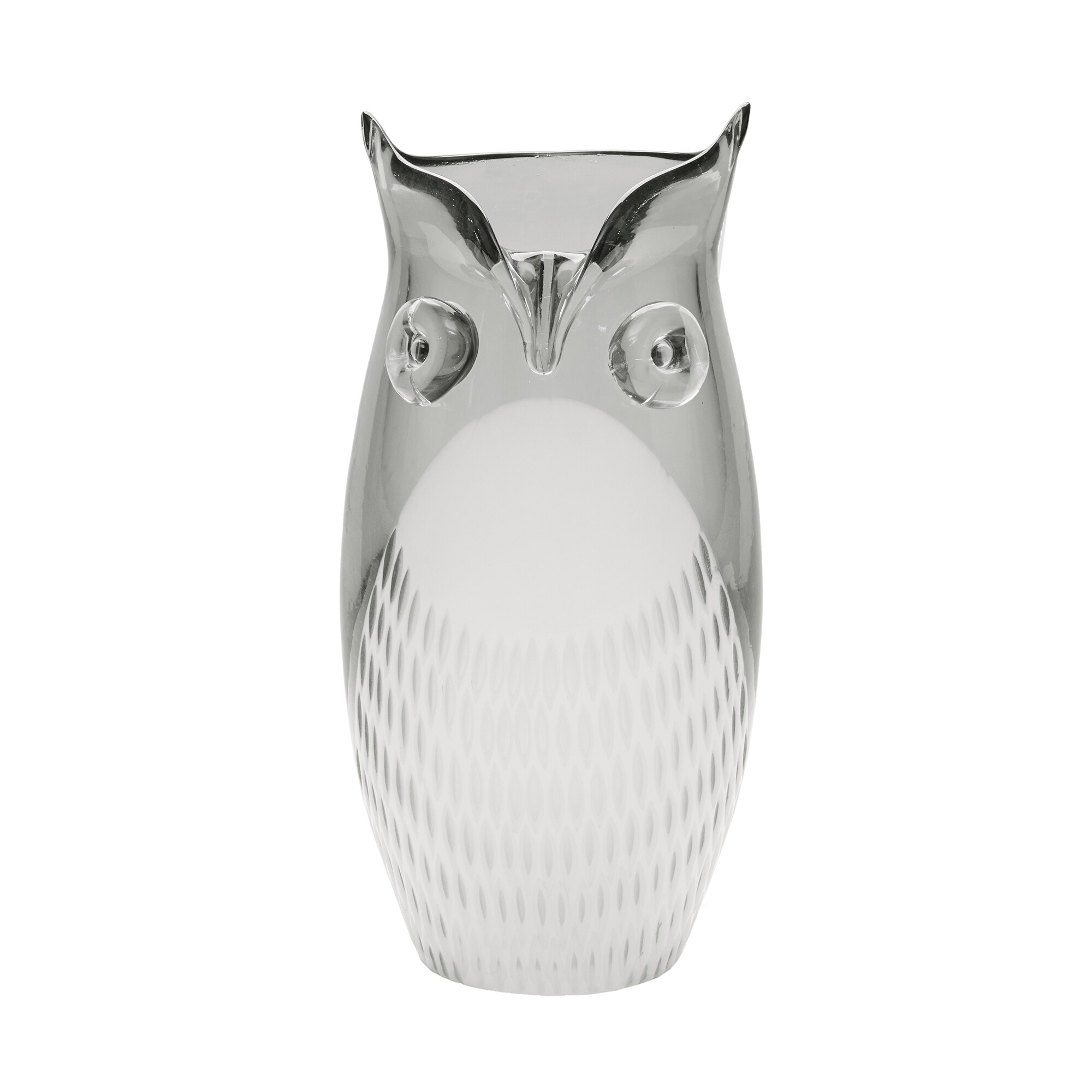 Shop Madison Park Owen Grey White Hand Blown Glass Owl Vase