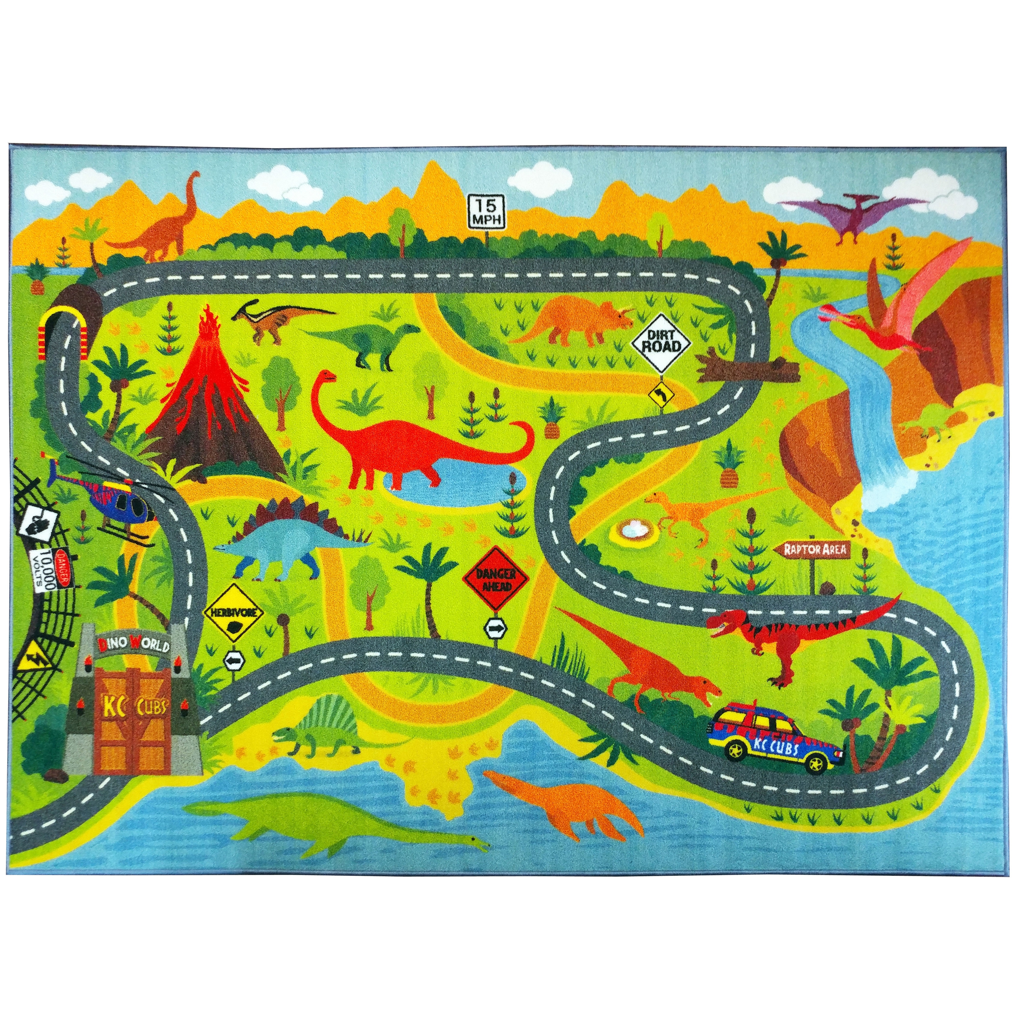 Kc Cubs Dinosaur Safari Road Map Multicolor Educational Area Rug On Sale Overstock