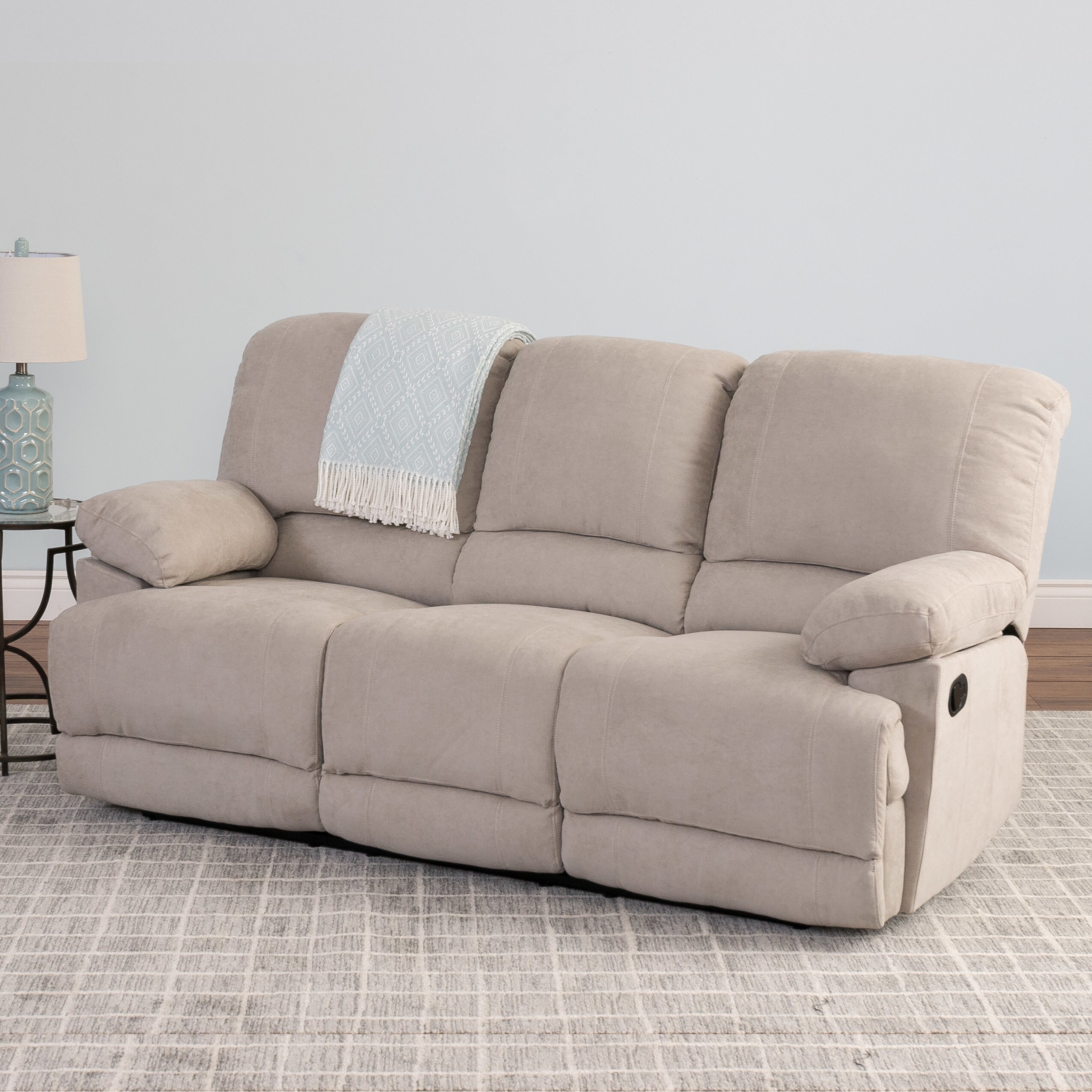 Corliving Lea Chenille Fabric Reclining Sofa