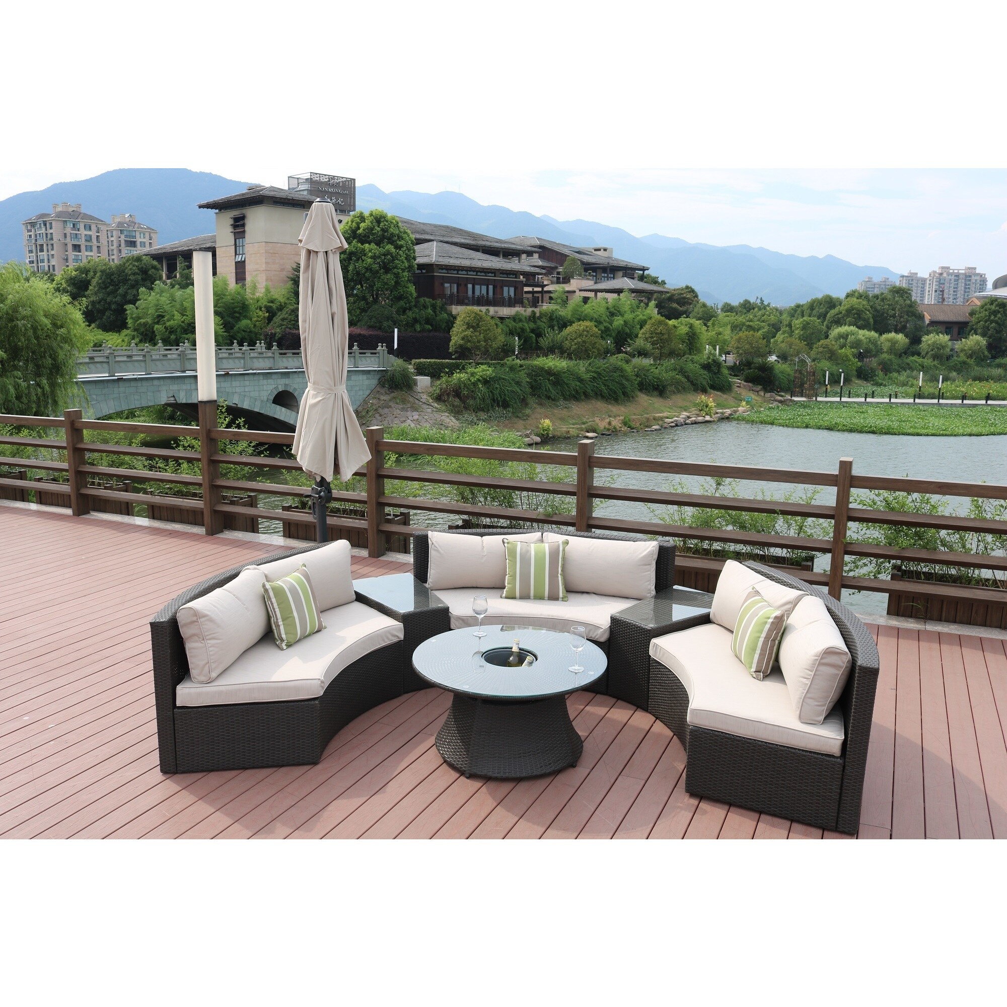 Half Moon 6 Piece Outdoor Curved Sectional Sofa With Side Table Half Moon 6 Piece Outdoor Curved Sectional Sofa With Side Table Set By Direct Wicker Free Shipping Today 16899729