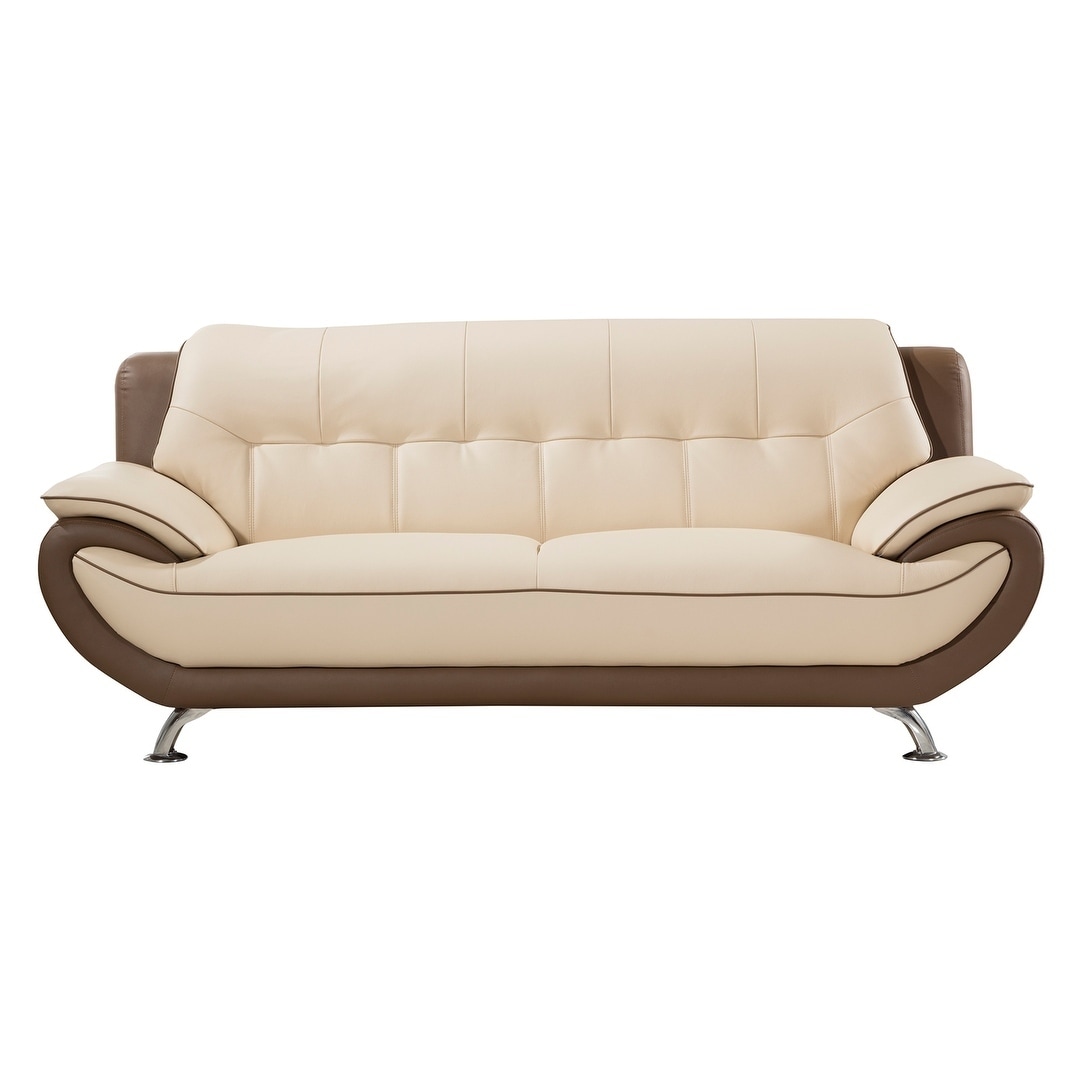 American Eagle Modern Style Cream And Taupe Genuine Leather American Eagle Modern Style Cream And Taupe Genuine Leather Sofa Free Shipping Today 16930869