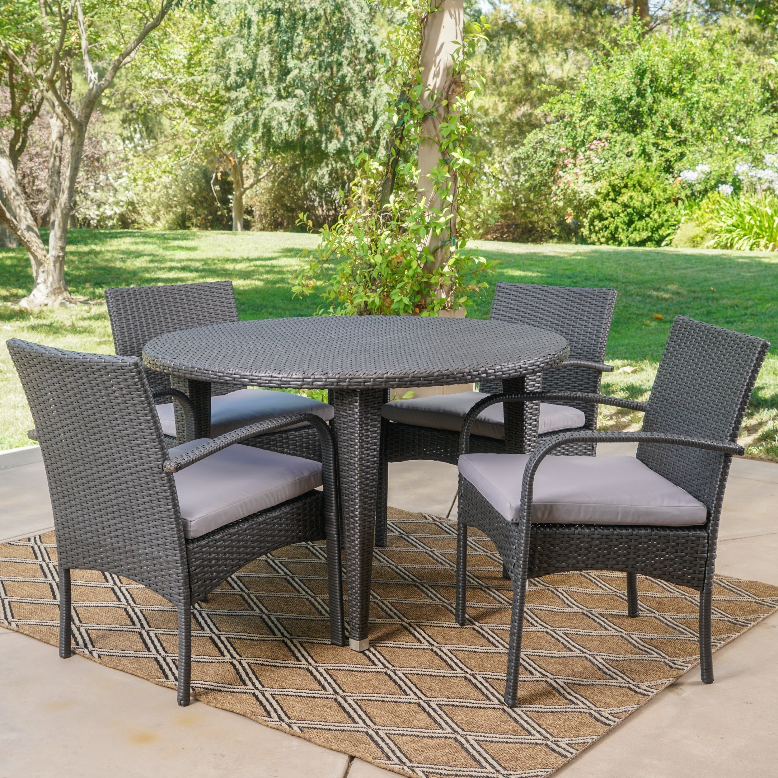 Marin Outdoor 5 Piece Round Dining Set With Cushions By Marin Outdoor 5 Piece Round Dining Set With Cushions By Christopher Knight Home On Free Shipping Today 16932230