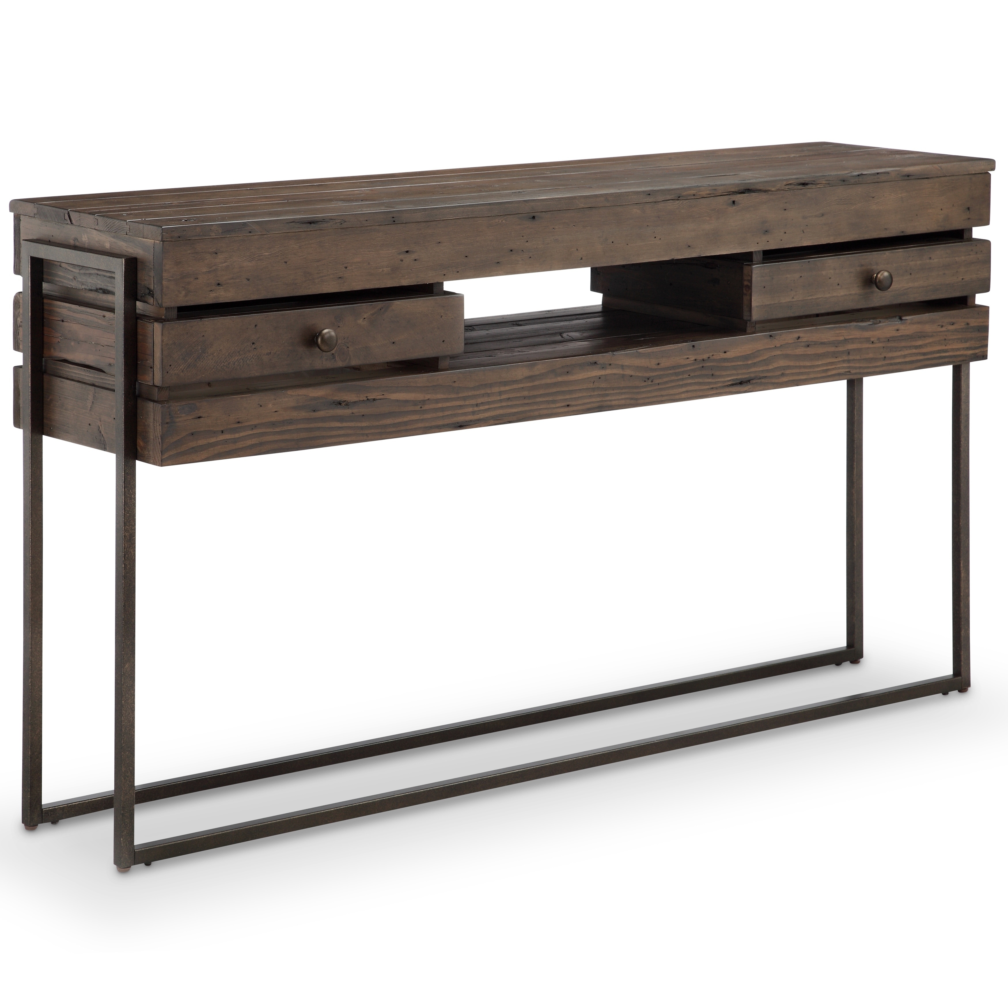 Kirkwood Modern Rustic Dark Whiskey Reclaimed Wood Console Table