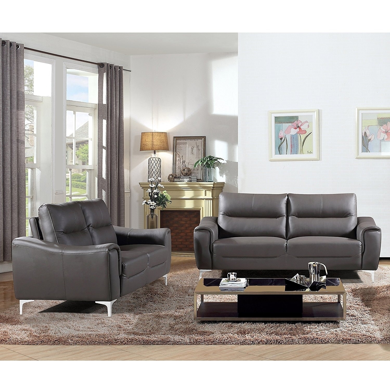 Strick Bolton Vicente Grey Leather Gel 2 Piece Living Room Strick Bolton Vicente Grey Leather Gel 2 Piece Living Room Set