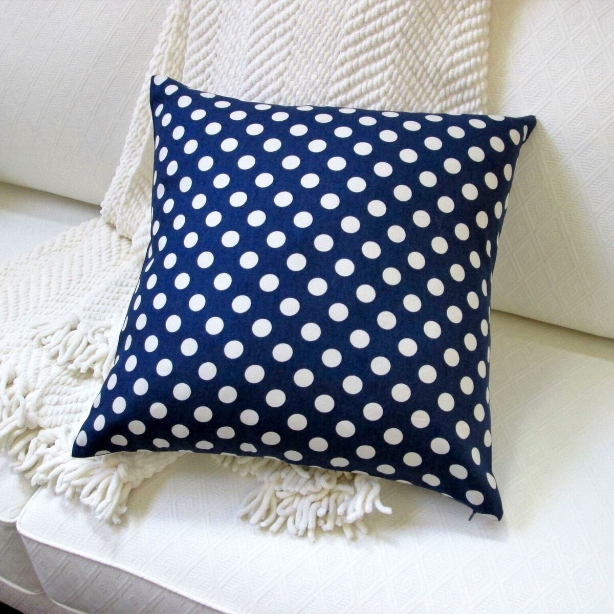 Pillows Indoor 18 Inch Modern Country Cottage Shabby Pillows Indoor 18 Inch Modern Country Cottage Shabby Chic Home Polka Dot Medium In Navy Blue Pillow Cover Only