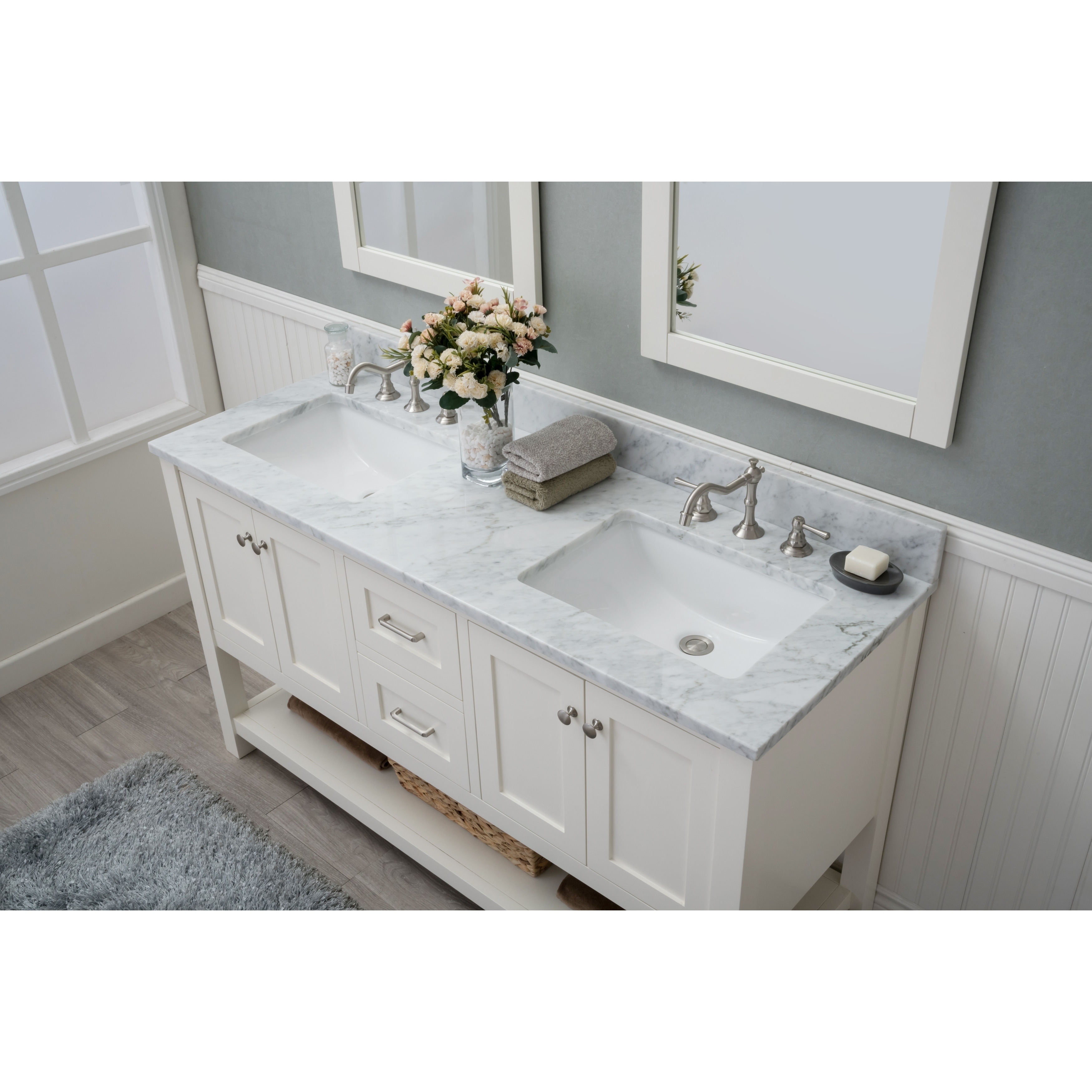 Home Elements Vl60421 White Carrara Marble 60 Inch Cream Home Elements Vl60421 White Carrara Marble 60 Inch Cream Vanity Free Shipping Today 17018289