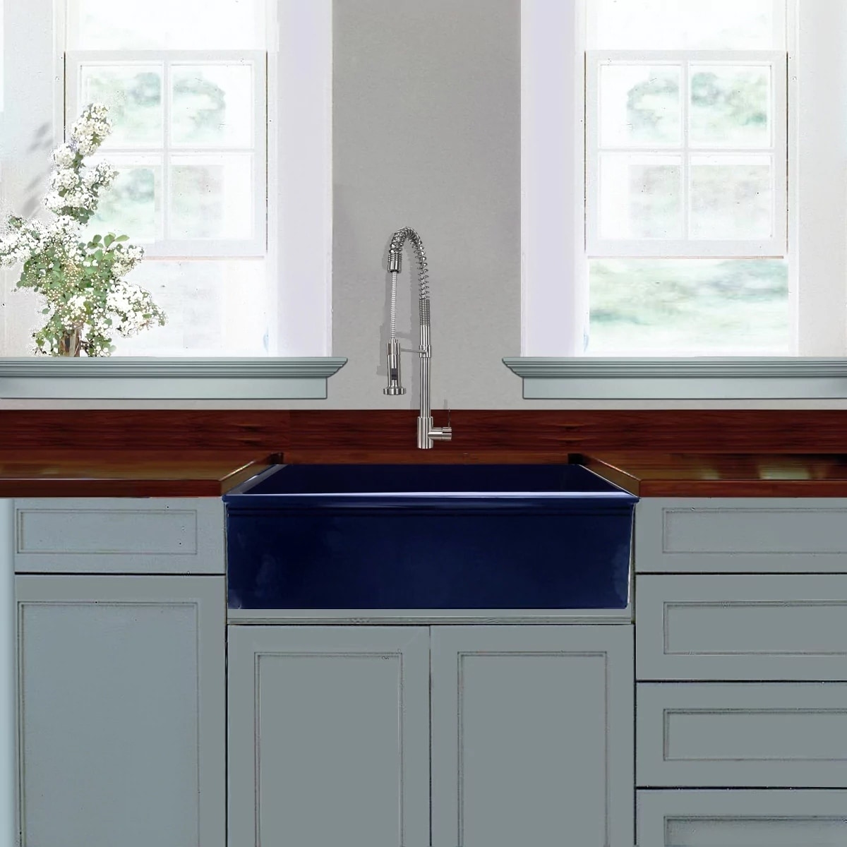 Highpoint Collection Cobalt Blue Reversible Farmhouse Fireclay Highpoint Collection Cobalt Blue Reversible Farmhouse Fireclay Sink Free Shipping Today 17031766