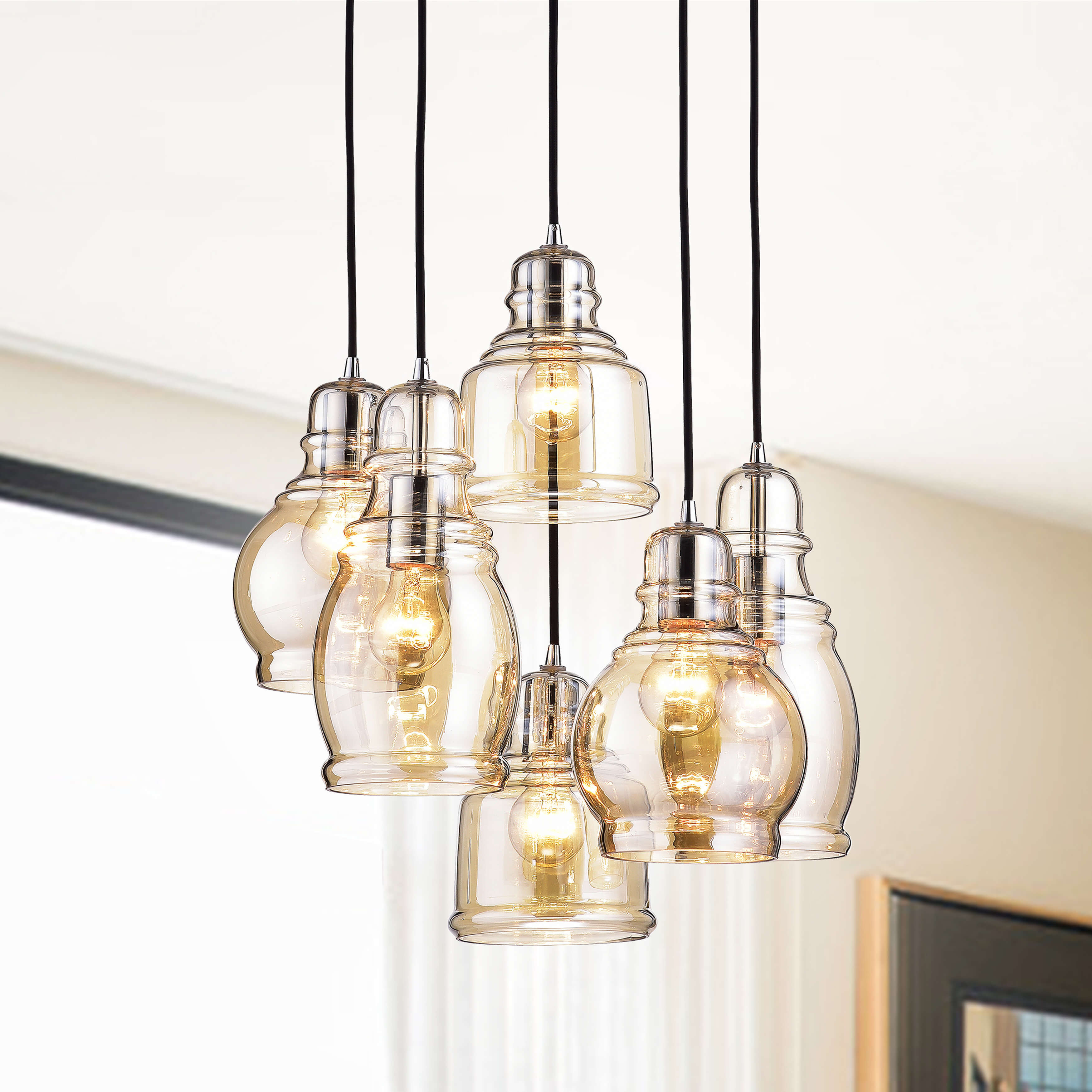 Mariana Chrome Cognac Glass Round Base 6 Light Cer Pendant Mariana Chrome Cognac Glass Round Base 6 Light Cer Pendant Chandelier Free Today Com 17155073