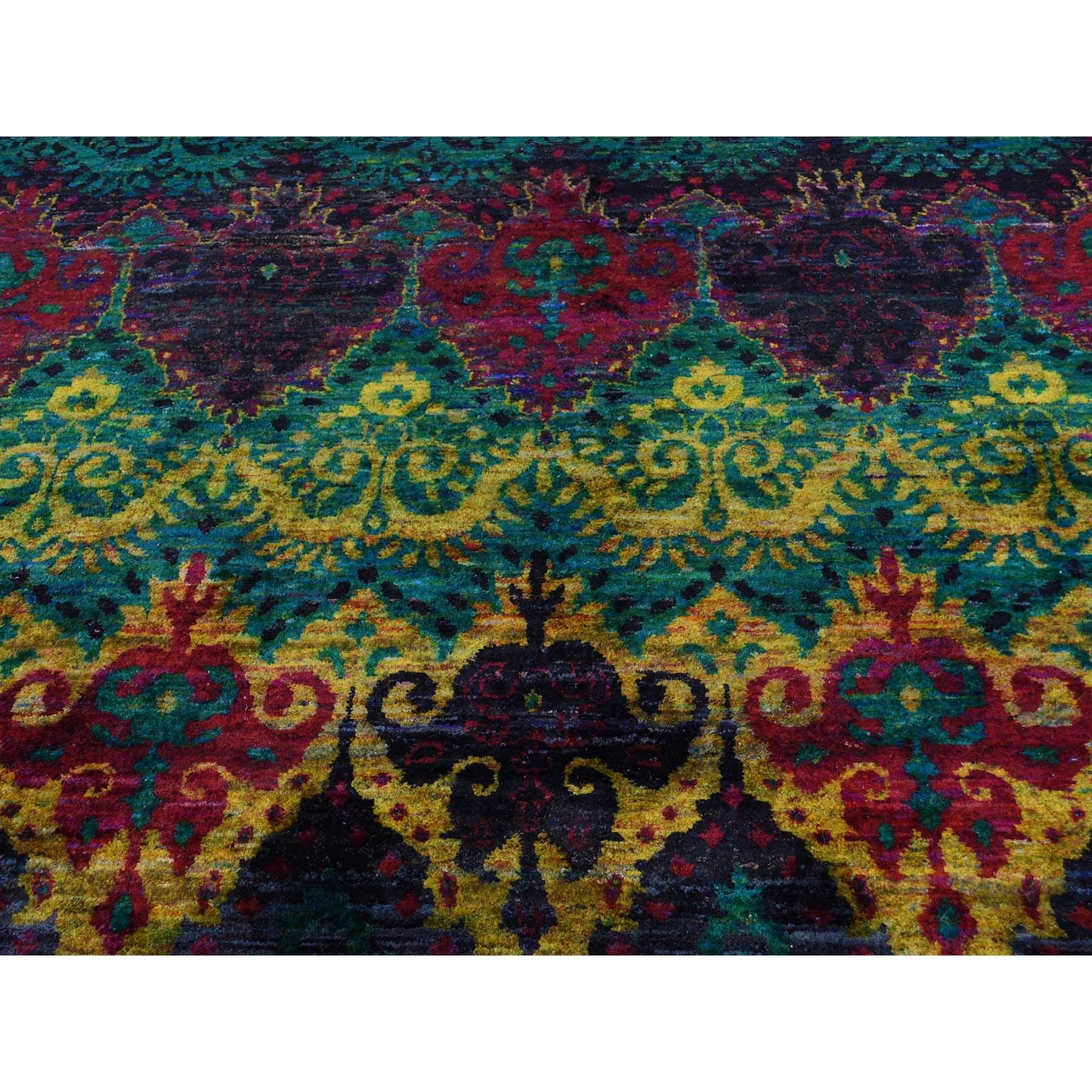 Shahbanu Rugs Sari Silk Ikat Design Hand Knotted Bright Colors Shahbanu Rugs Sari Silk Ikat Design Hand Knotted Bright Colors Oriental Rug 9 X 12 Free Shipping Today 23422139