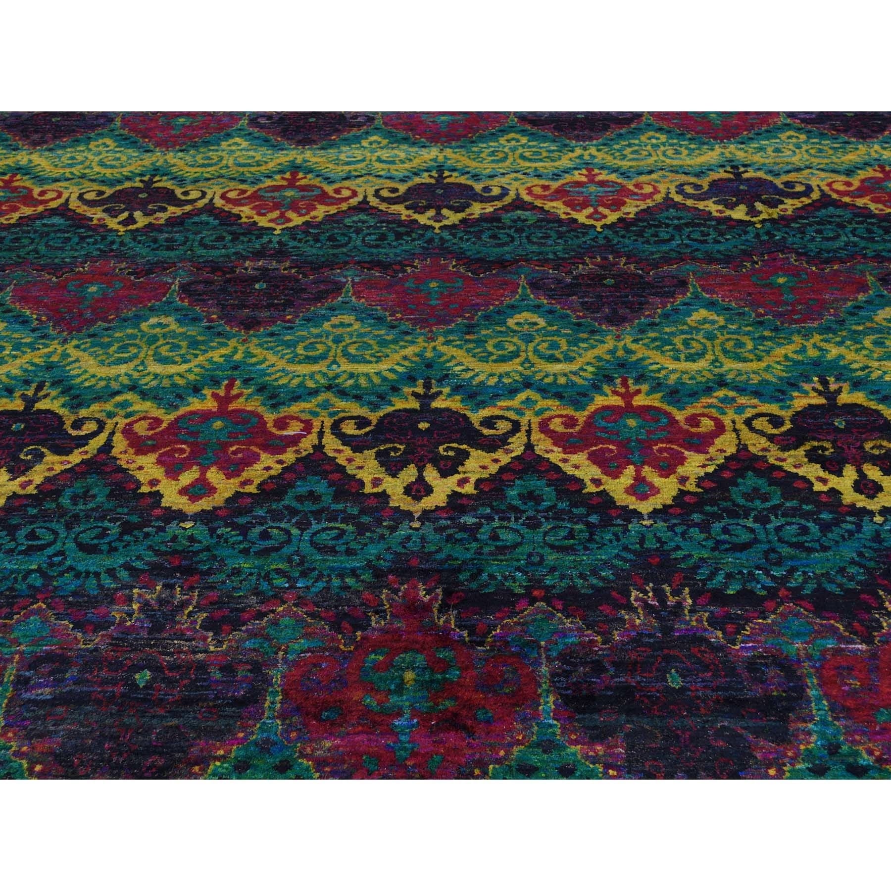 Shahbanu Rugs Sari Silk Ikat Design Hand Knotted Bright Colors Shahbanu Rugs Sari Silk Ikat Design Hand Knotted Bright Colors Oriental Rug 9 X 12 Free Shipping Today 23422139