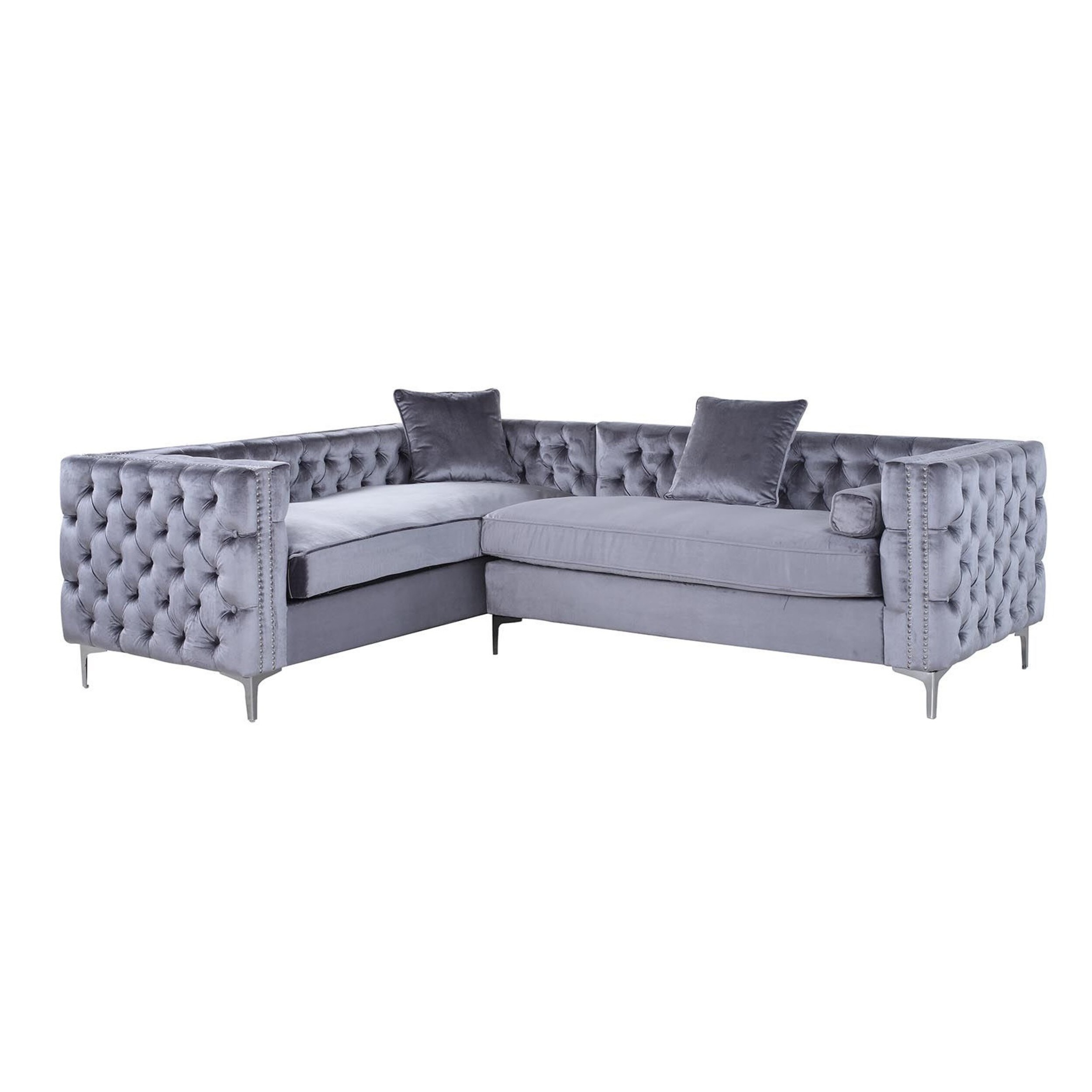 Chic Home Susan Left Hand Facing Sectional Sofa Velvet On Chic Home Susan Left Hand Facing Sectional Sofa Velvet On Metal Leg With 3 Accent Pillows Free Shipping Today