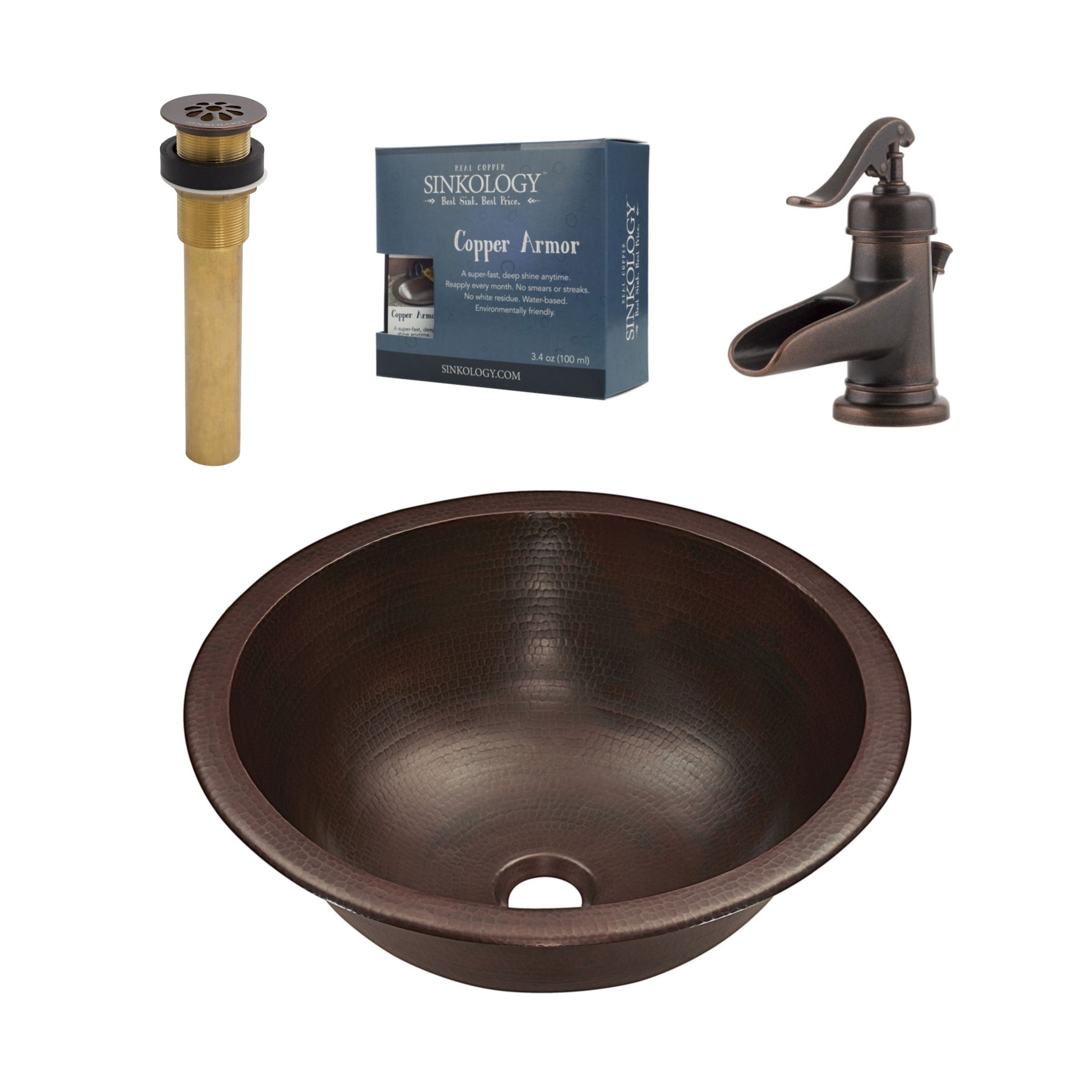 Sinkology Darwin 16 All In One Copper Sink And Faucet Kit