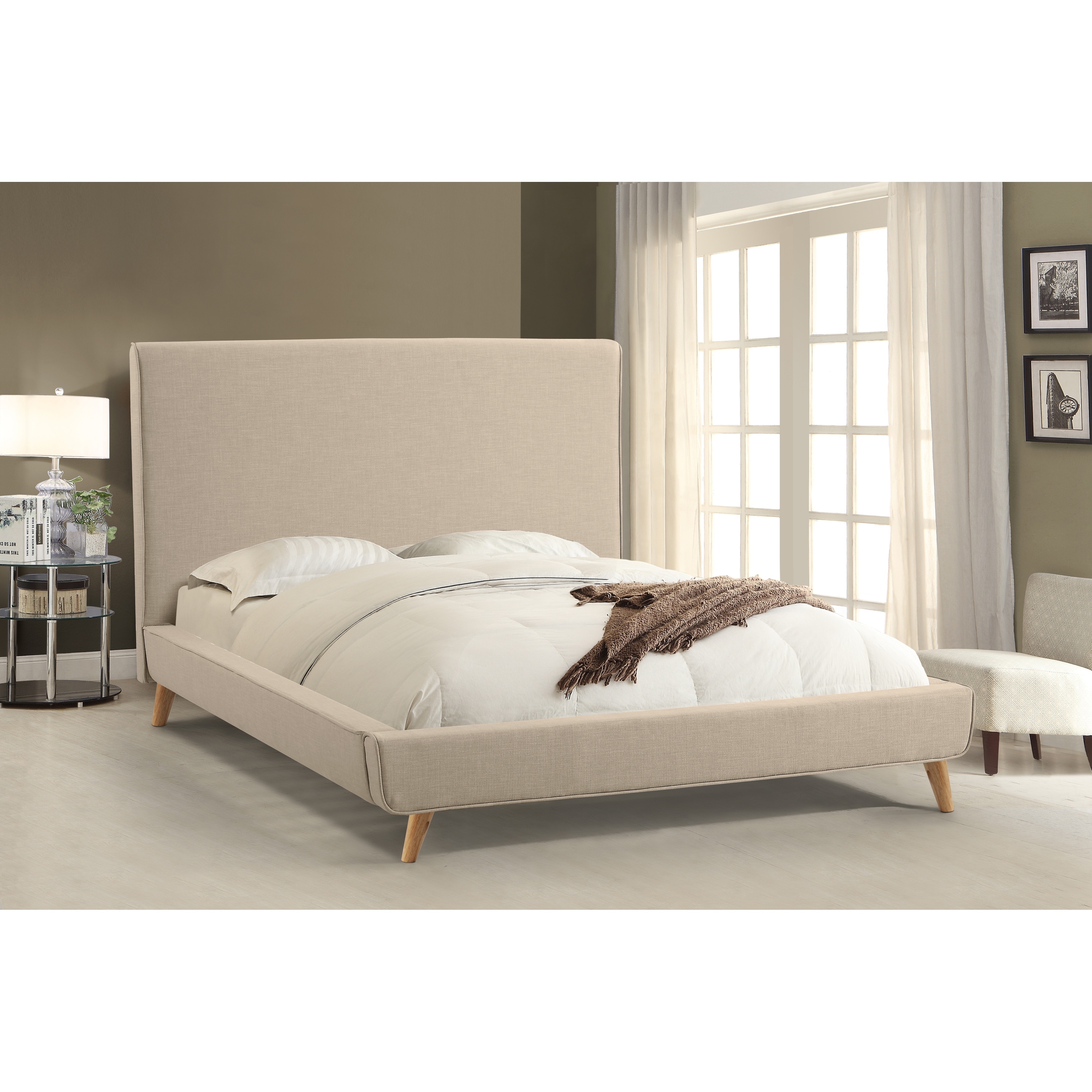 Abbyson Bartlett Ivory Mid Century Upholstered Platform Bed Abbyson Bartlett Ivory Mid Century Upholstered Platform Bed On Free Shipping Today 17626043