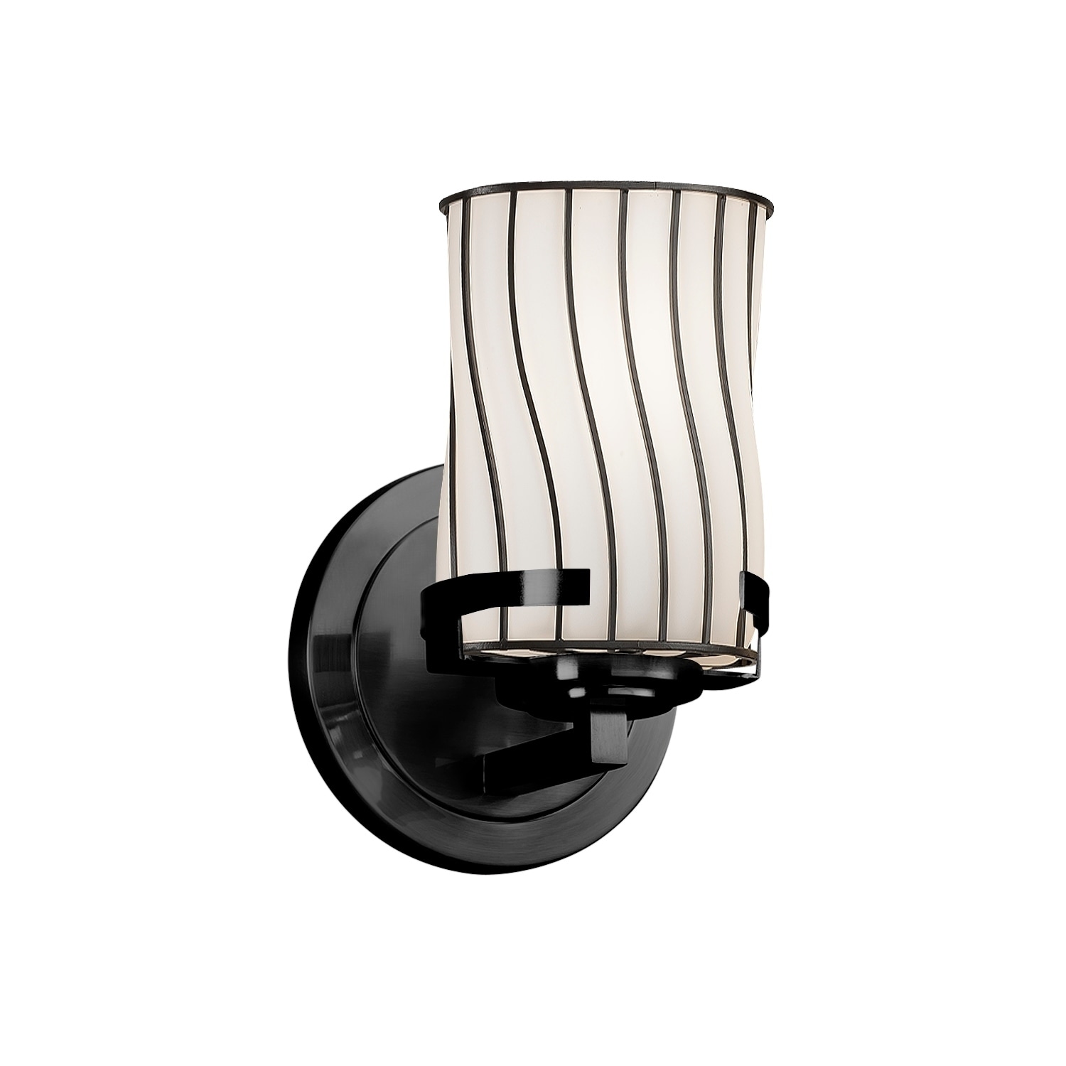 Fusion LED Cylinder with Flat Rim Artisan Glass Shade in Opal Embark 1-Light Outdoor Wall Sconce Matte Black Finish