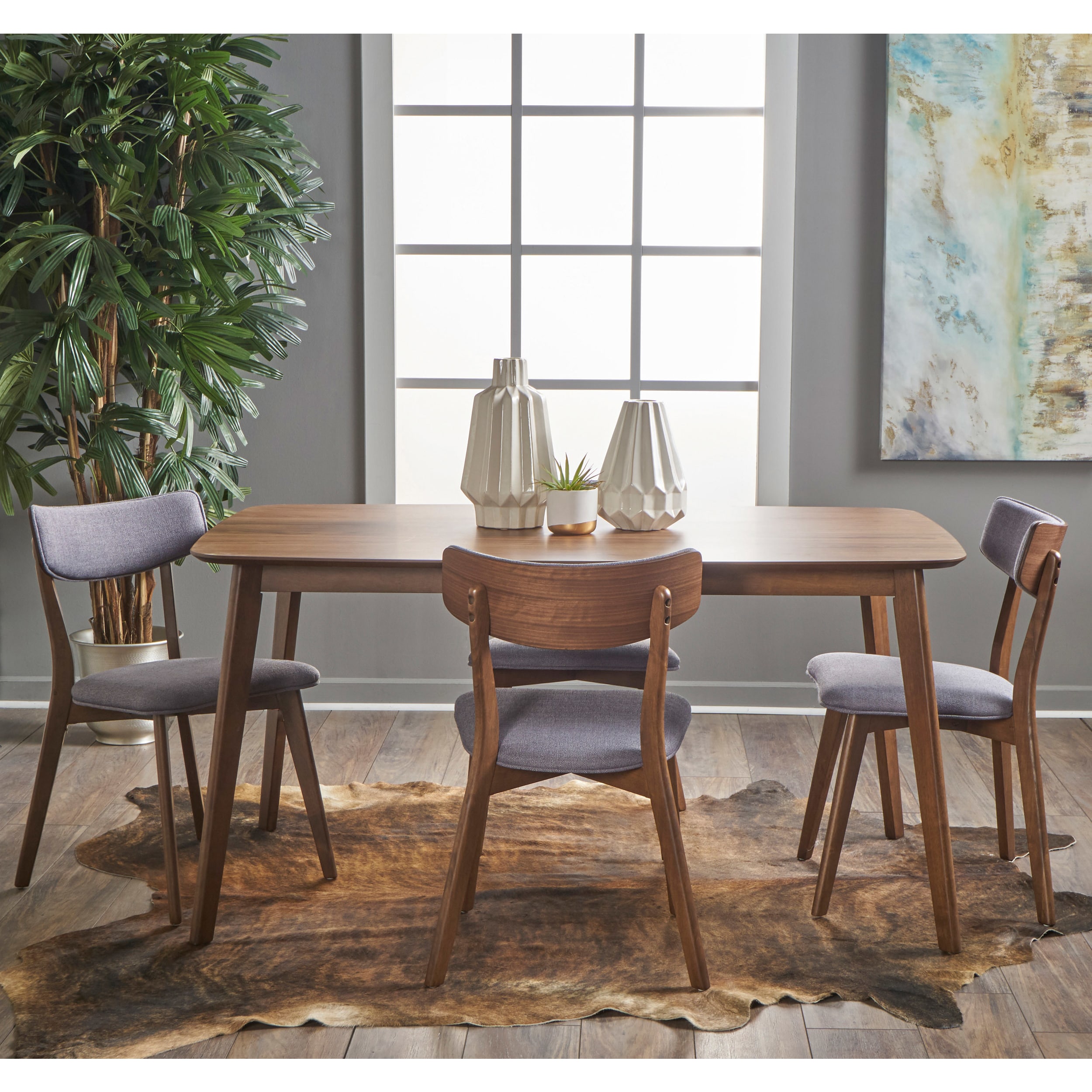 Shop Alma Mid Century 5 Piece Wood Rectangle Dining Set By