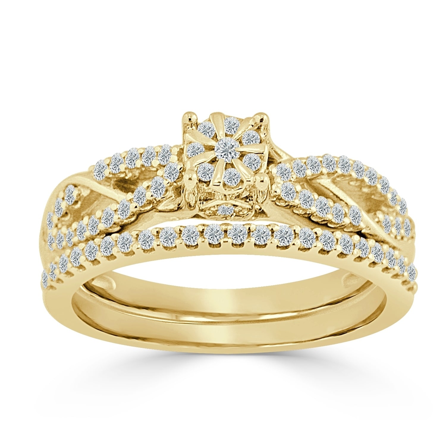 14k Gold Round Infinity Inspired 5 8ct Tdw Diamond Engagement 14k Gold Round Infinity Inspired 5 8ct Tdw Diamond Engagement Ring Set By Auriya On Free Shipping Today 17632583