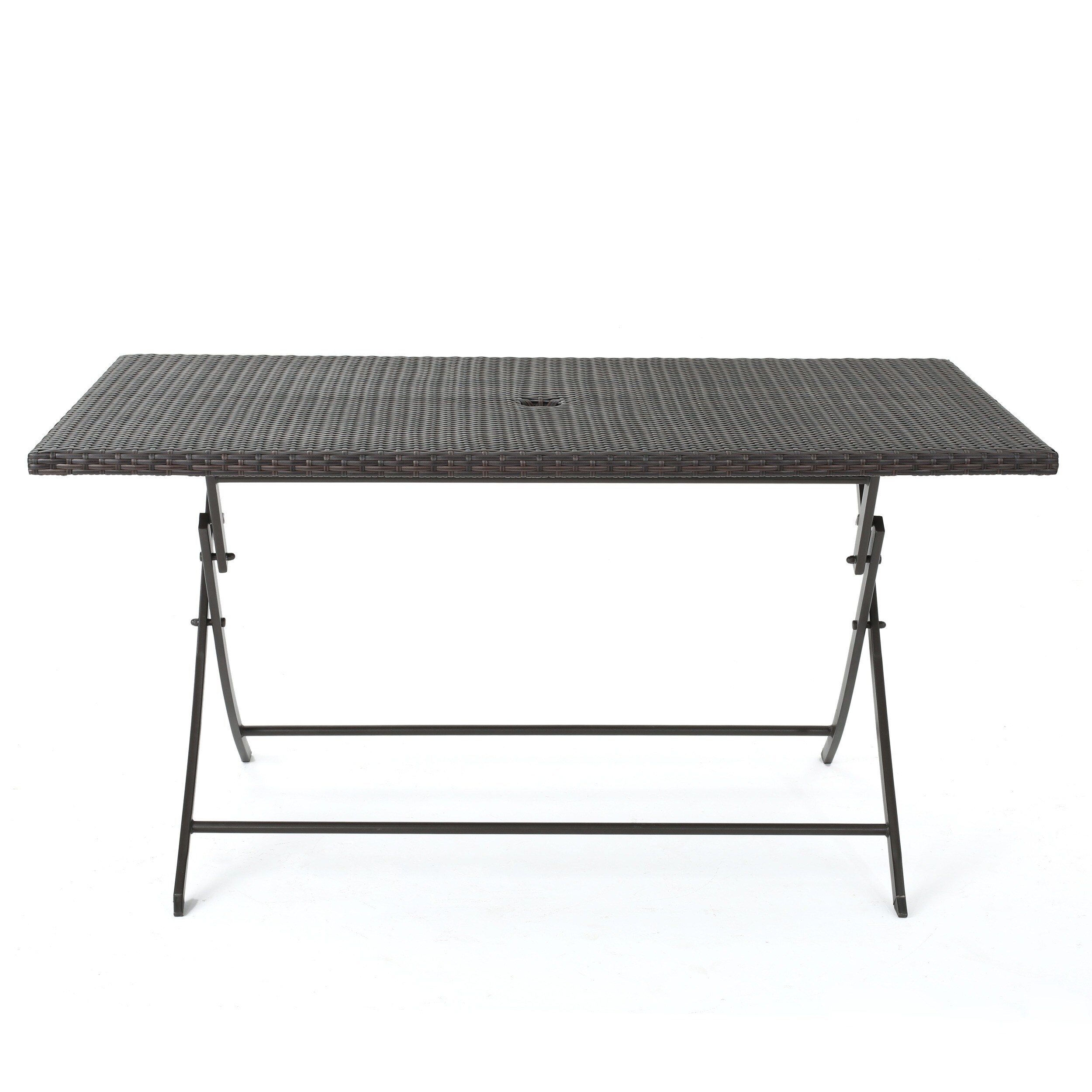 Jase Outdoor 7 Piece Rectangle Foldable Wicker Dining Set With Jase Outdoor 7 Piece Rectangle Foldable Wicker Dining Set With Umbrella Hole Cushion By Christopher Knight Home On Free Shipping Today