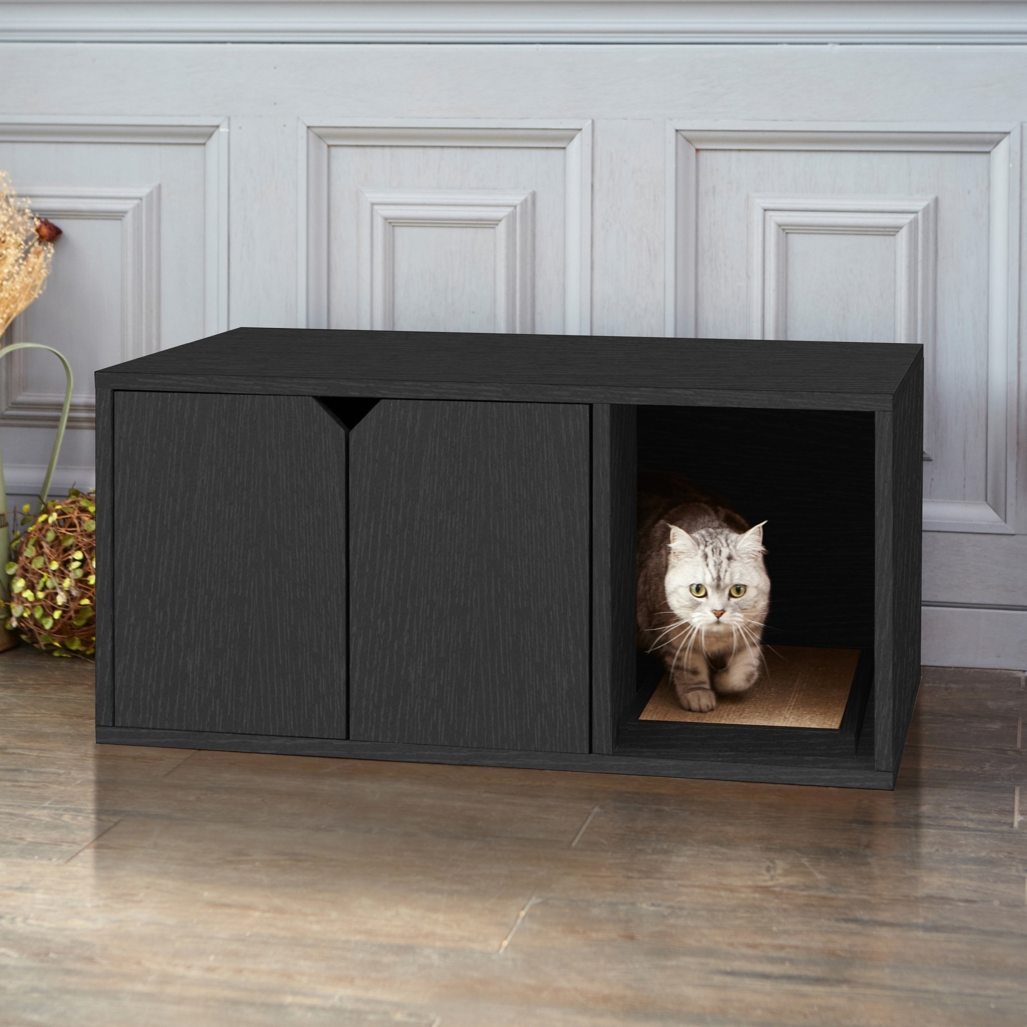 Way Basics Black Eco Friendly Cat Litter Box Enclosure Free Way Basics Black Eco Friendly Cat Litter Box Enclosure Free Shipping Today 17663513
