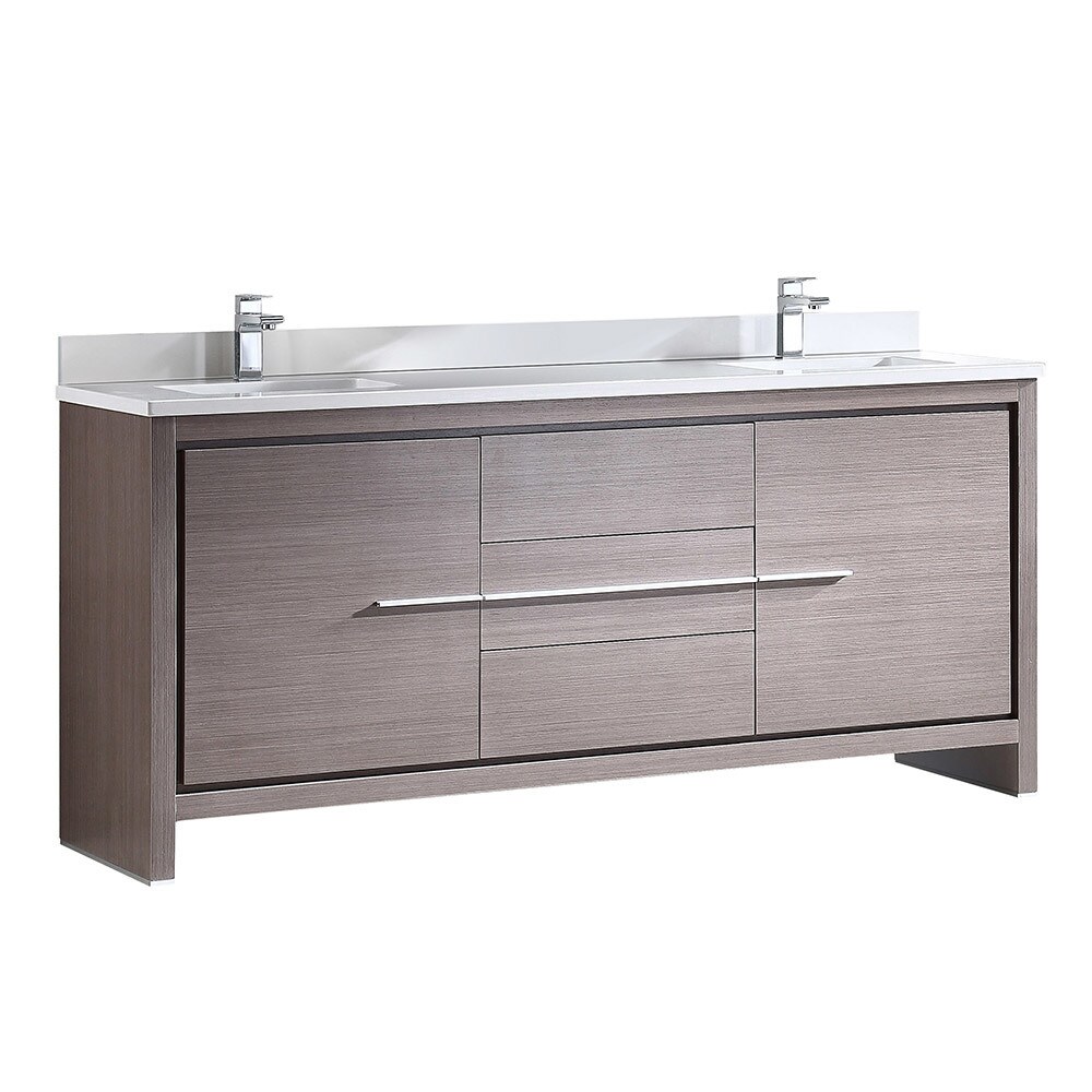 Fresca Allier 72 Inch Grey Oak Modern Double Sink Bathroom Fresca Allier 72 Inch Grey Oak Modern Double Sink Bathroom Cabinet With Top And Sinks Free Shipping Today 17663594